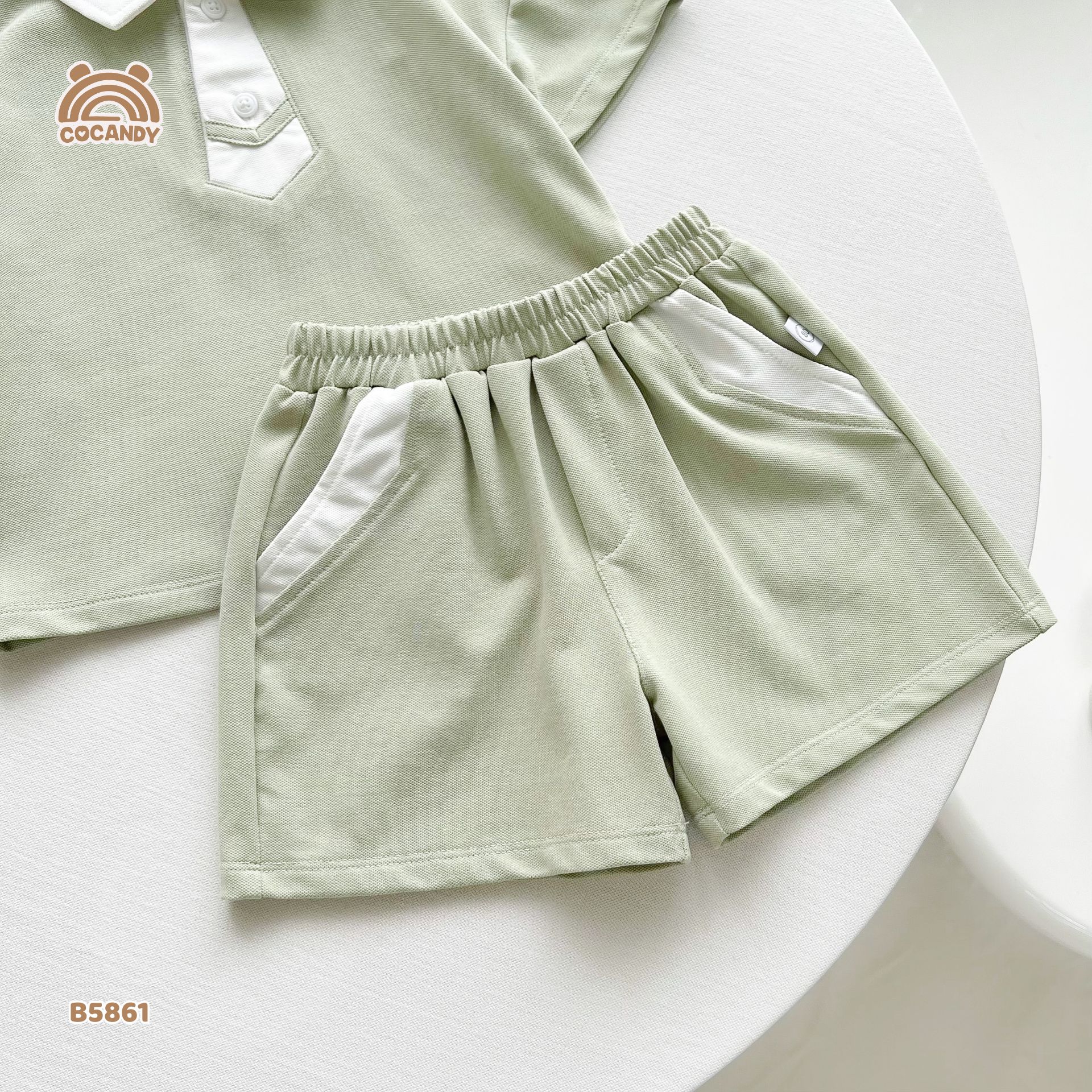 Bộ cộc polo XANH LÁ giả cổ cà vạt_thumbnail_2