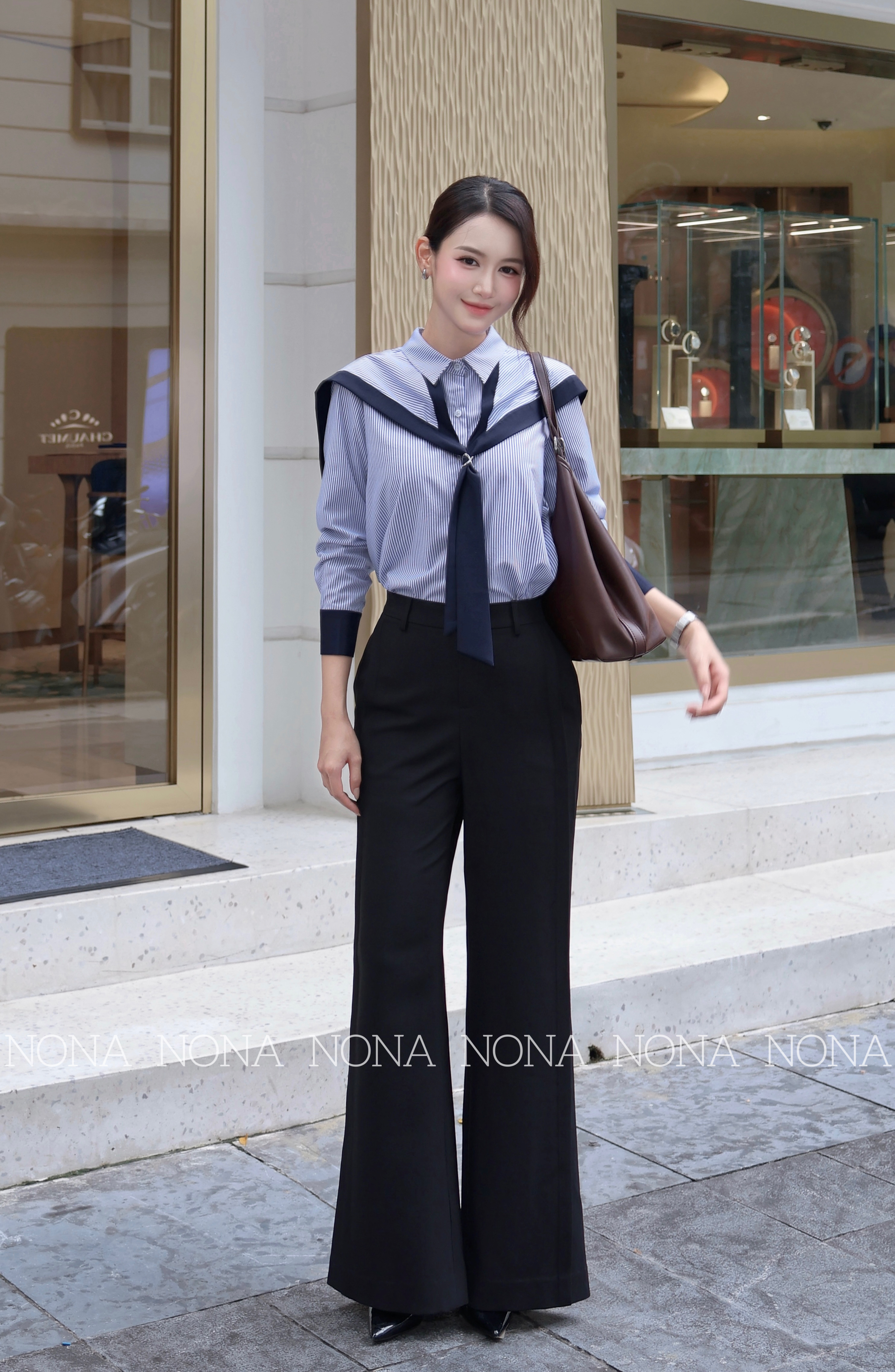 Áo kẻ phối cổ thủy thủ - A697