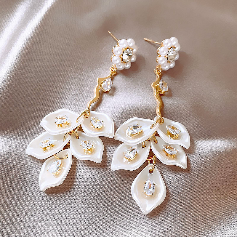 Hoa tai vỏ ngọc trai Baroque siêu tiên cho phụ nữ hoa tai tua rua dài nhẹ nhàng hoa tai cao cấp mới thích hợp Màu sắc: Hình ảnh chính