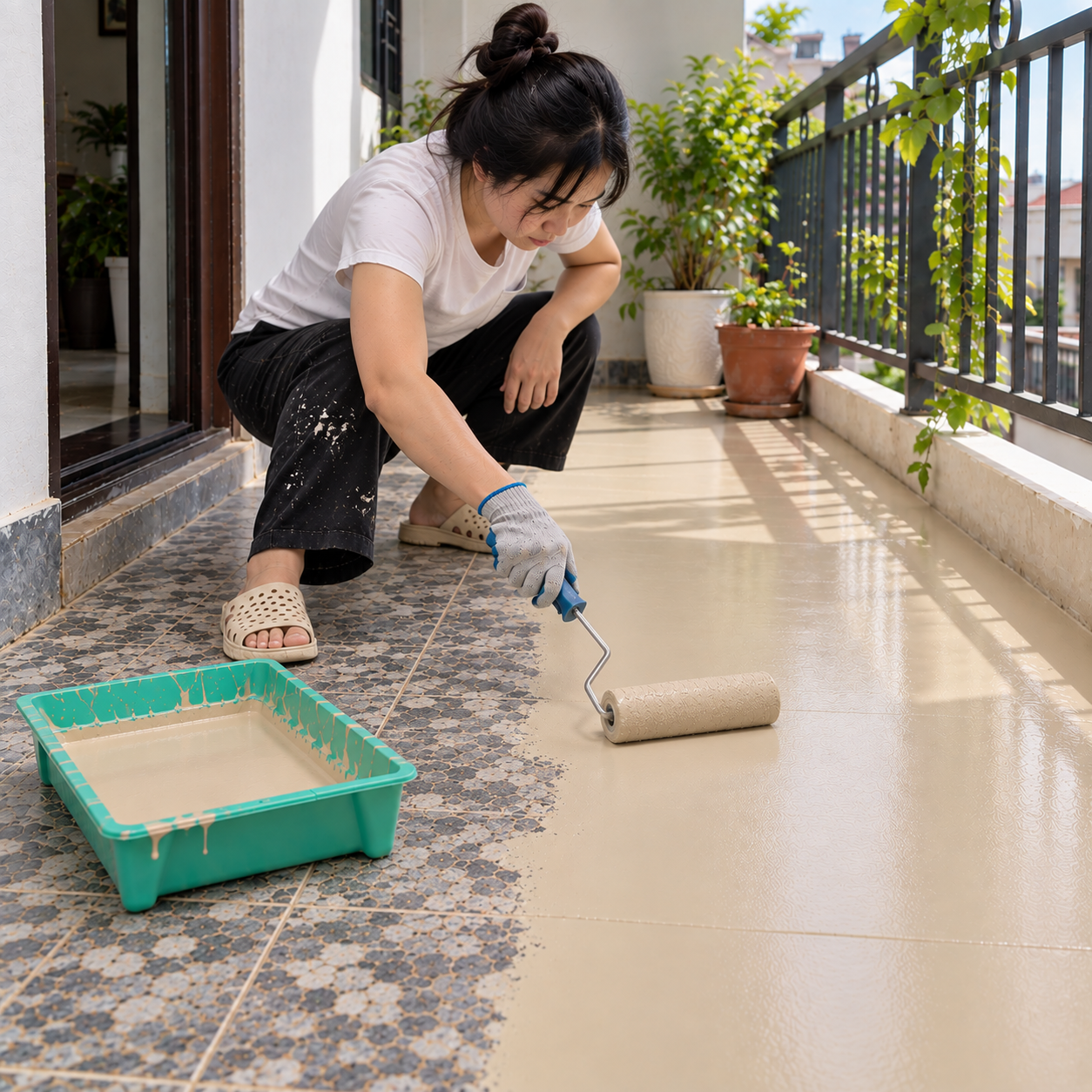 Sơn Gạch, Sàn Đa Năng, Sơn Trên Các Bề Mặt Sàn Gỗ, Gạch, Đá, Xi Măng, Sơn Gốc Nước An Toàn, Mùi Dễ Chịu. Dung Tích 1KG = 5-6m2_thumbnail_6