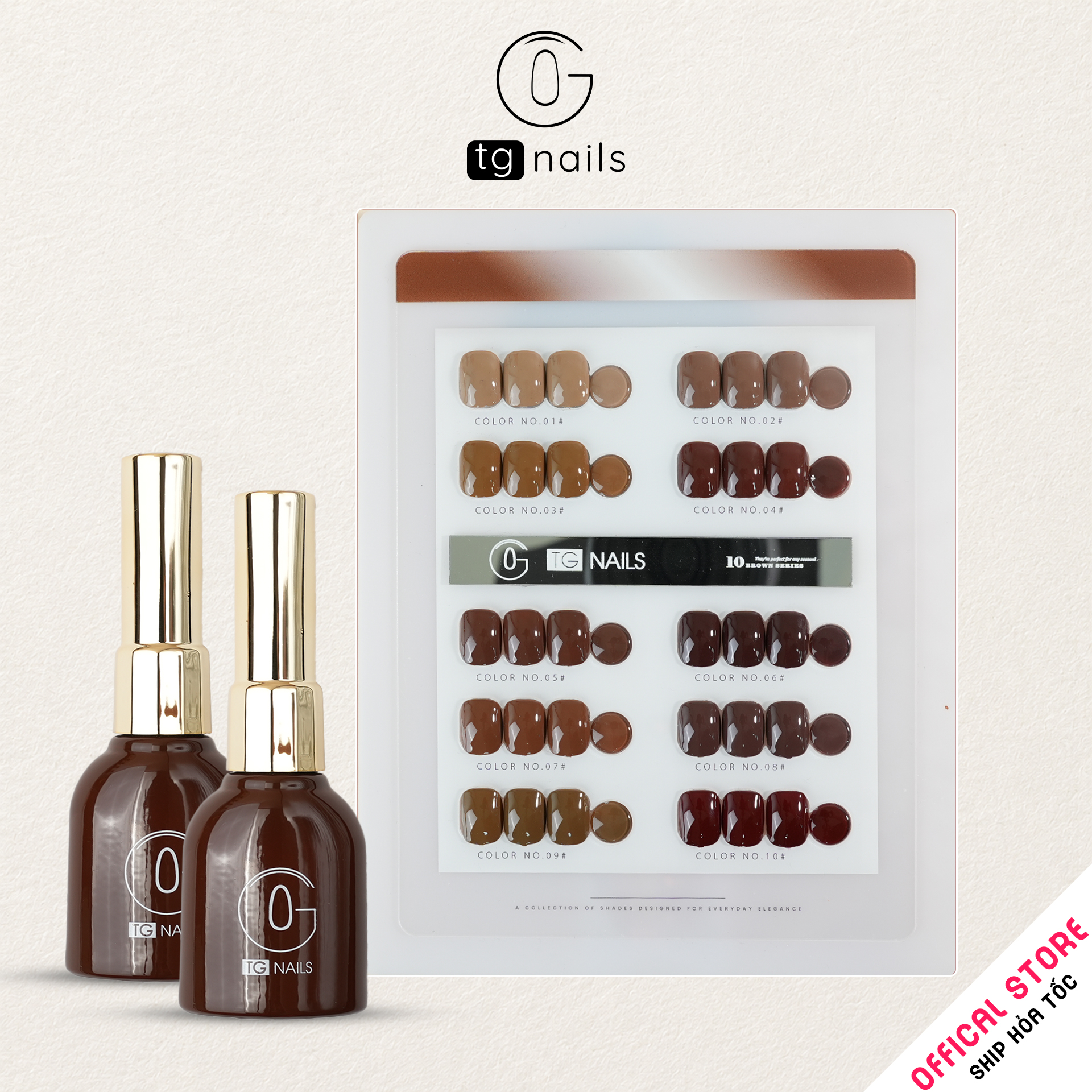 Com Bo 10 màu Nâu TG Nails kèm bảng màu