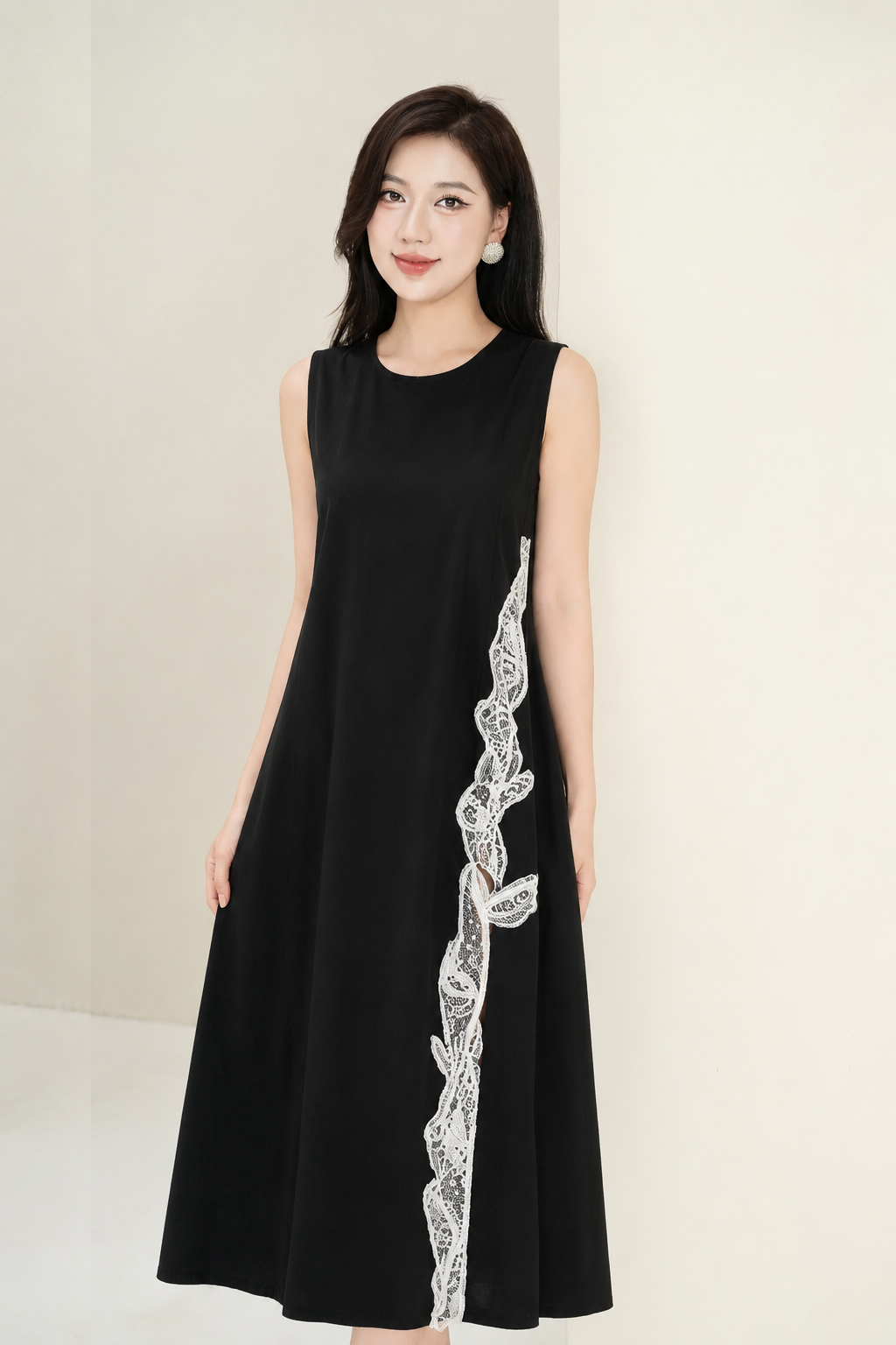 LV032 - VÁY ĐEN REN TRẮNG_thumbnail_2