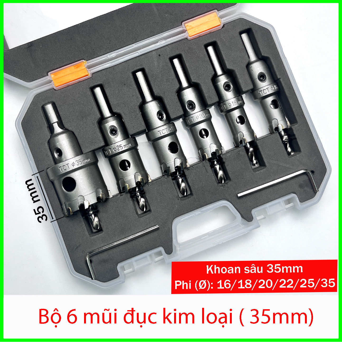 Bộ 6 mũi khoét kim loại 16- 35mm, Khoét Sắt, Khoét Inox_thumbnail_2