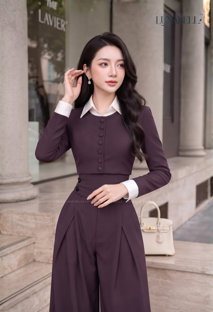 Quần dài cạp cao ống xuông VARESSA màu TÍM MẬN_thumbnail_1