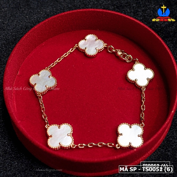 Lắc tay bạc nữ cỏ bốn lá đá trắng xi kim_thumbnail_2