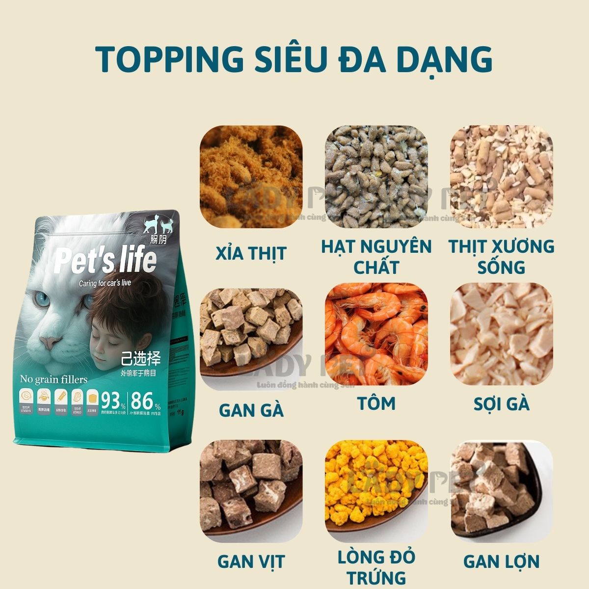 Hạt Pet's Life Trộn Topping Thịt Sấy Cho Mèo (1,5kg)_thumbnail_4