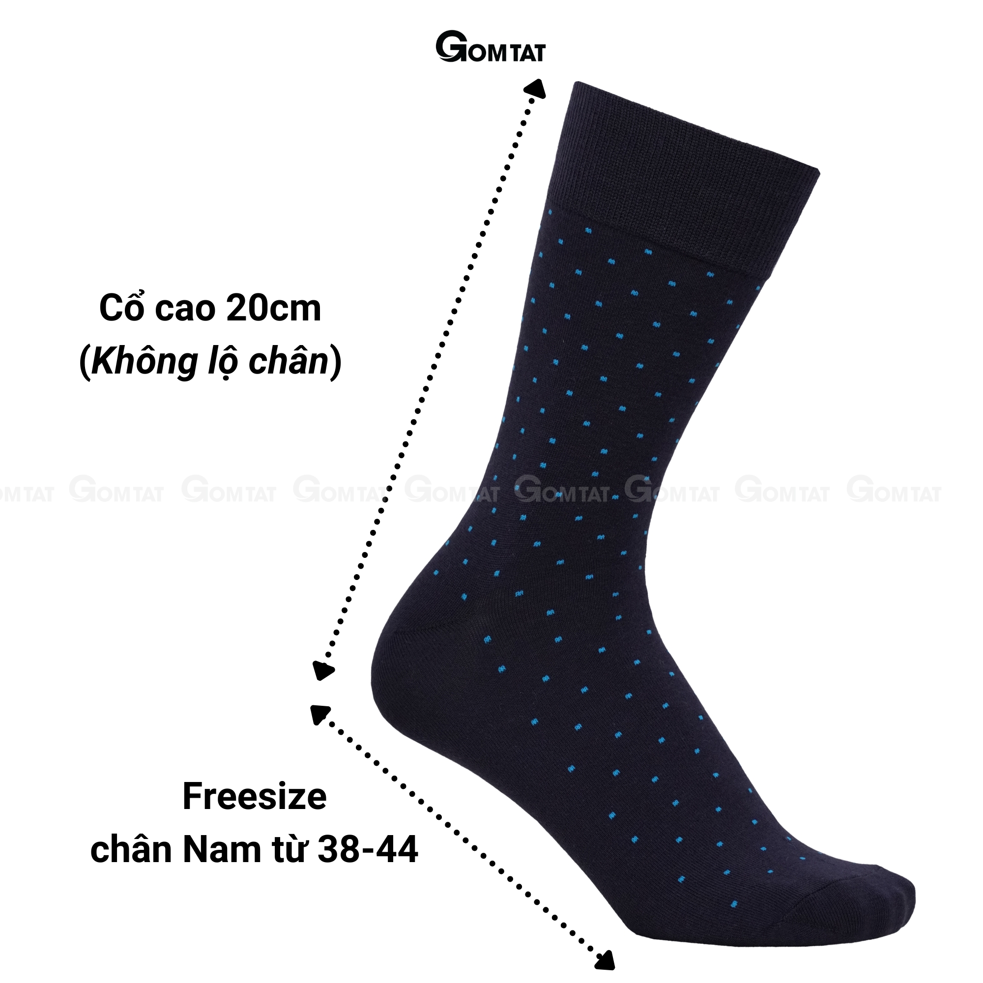 Hộp 5 đôi vớ nam cổ cao công sở GOMTAT hoạ tiết chấm bi, chất liệu cotton cao cấp LUX-CHAMBI-DUMAU-CB5_thumbnail_10