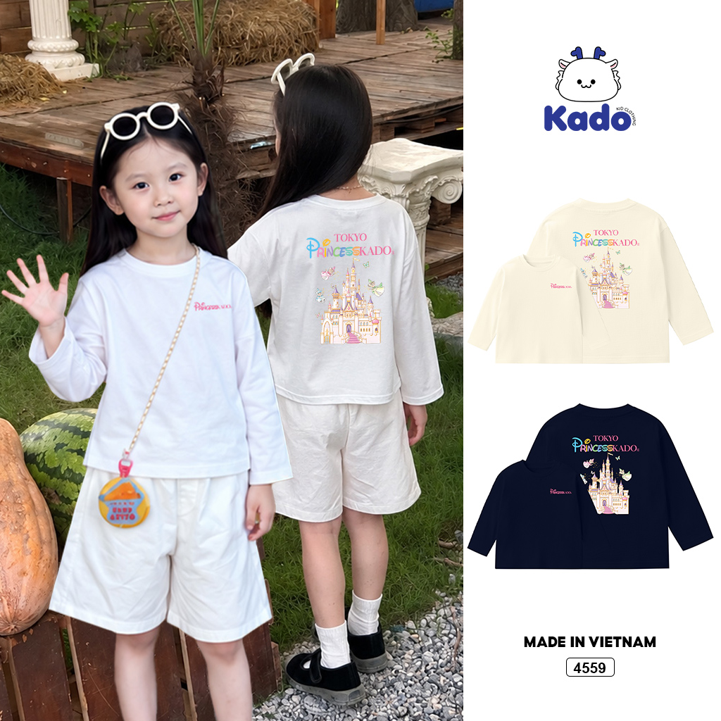 - Áo thun bé gái tay dài công chúa Kado 4559