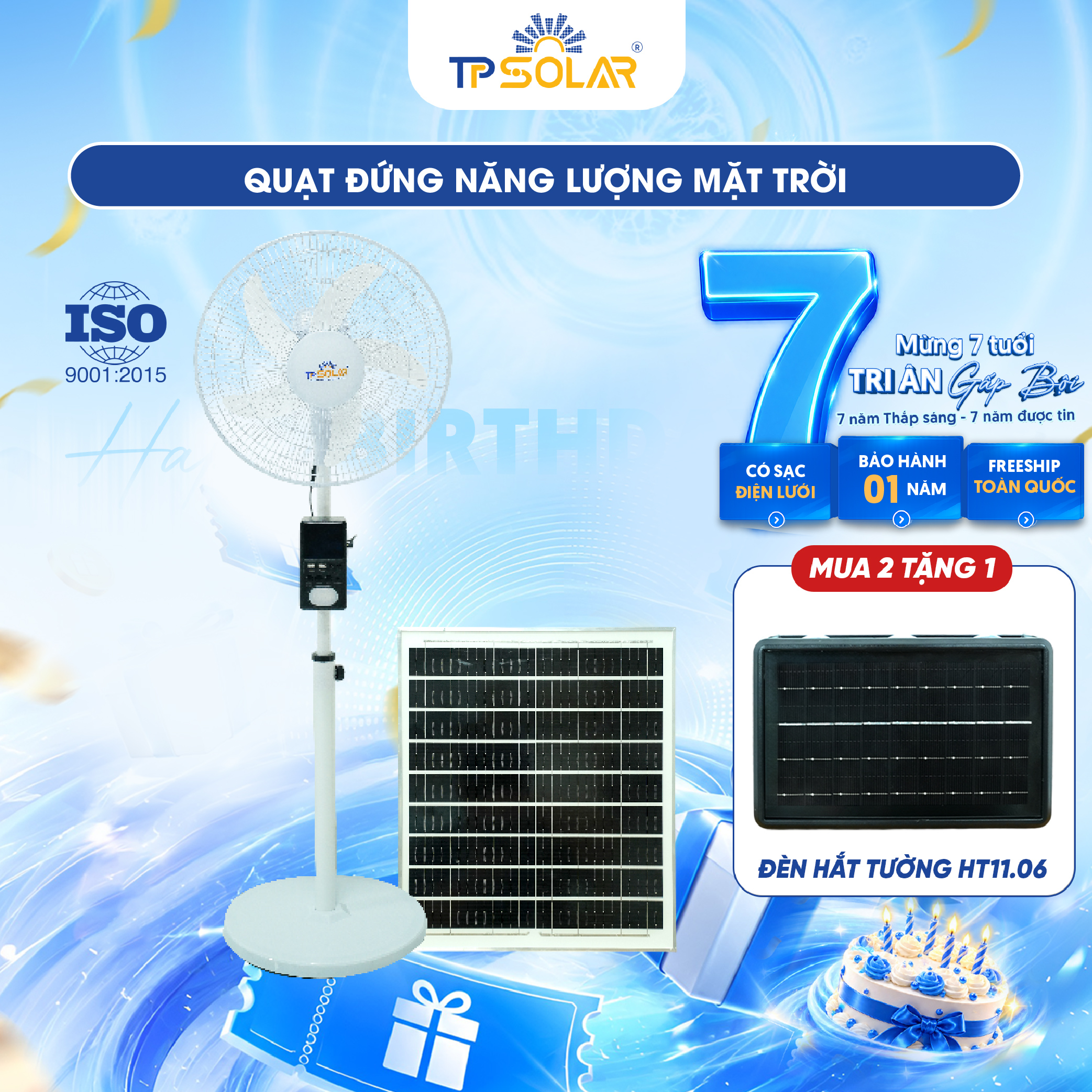 Quạt đứng năng lượng mặt trời TP SOLAR QD11