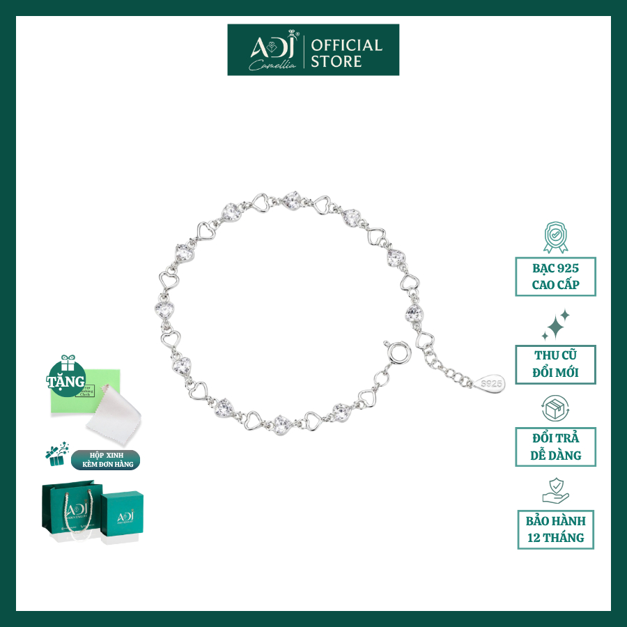 Lắc Tay Đôi Mẹ Và Bé Bạc 925 ADJ – Vòng Tay Cặp S925 Đính Đá Trái Tim Cao Cấp, Quà Đầy Tháng, Quà Thôi Nôi,Quà Sinh Nhật