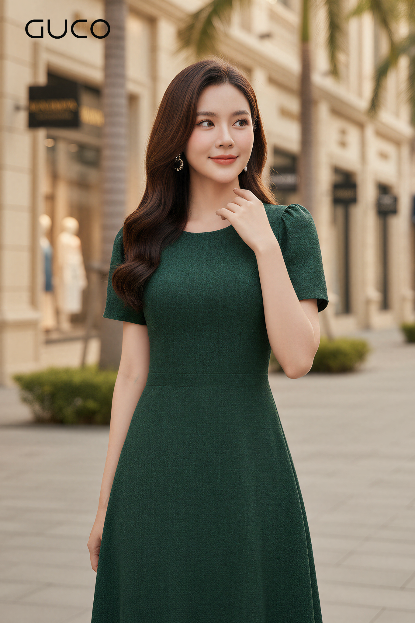 GUCO Đầm Maxi Xanh Rêu Nàng Thơ_thumbnail_1