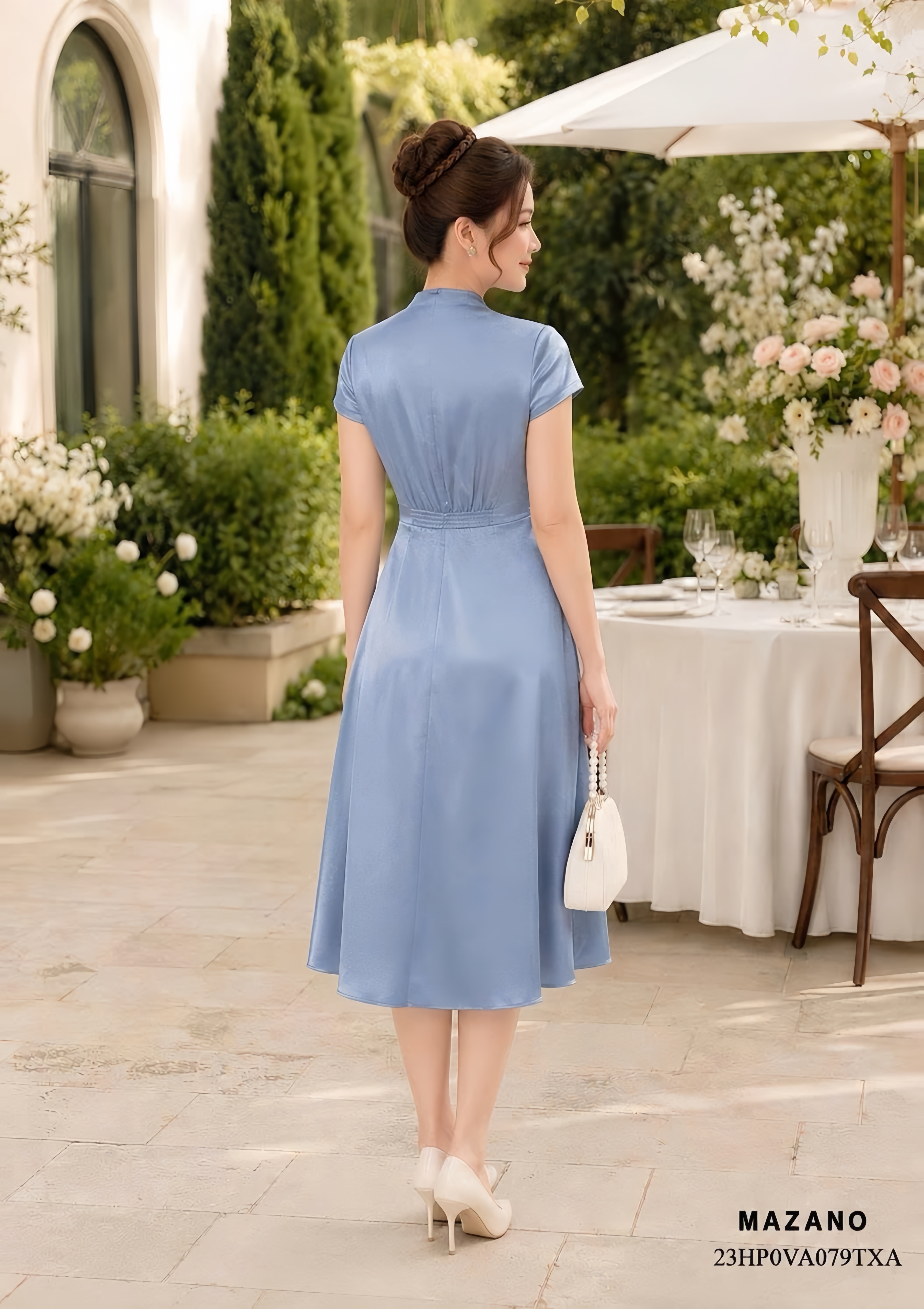 Đầm xanh eo cao đính hoa ngực dự tiệc_thumbnail_2