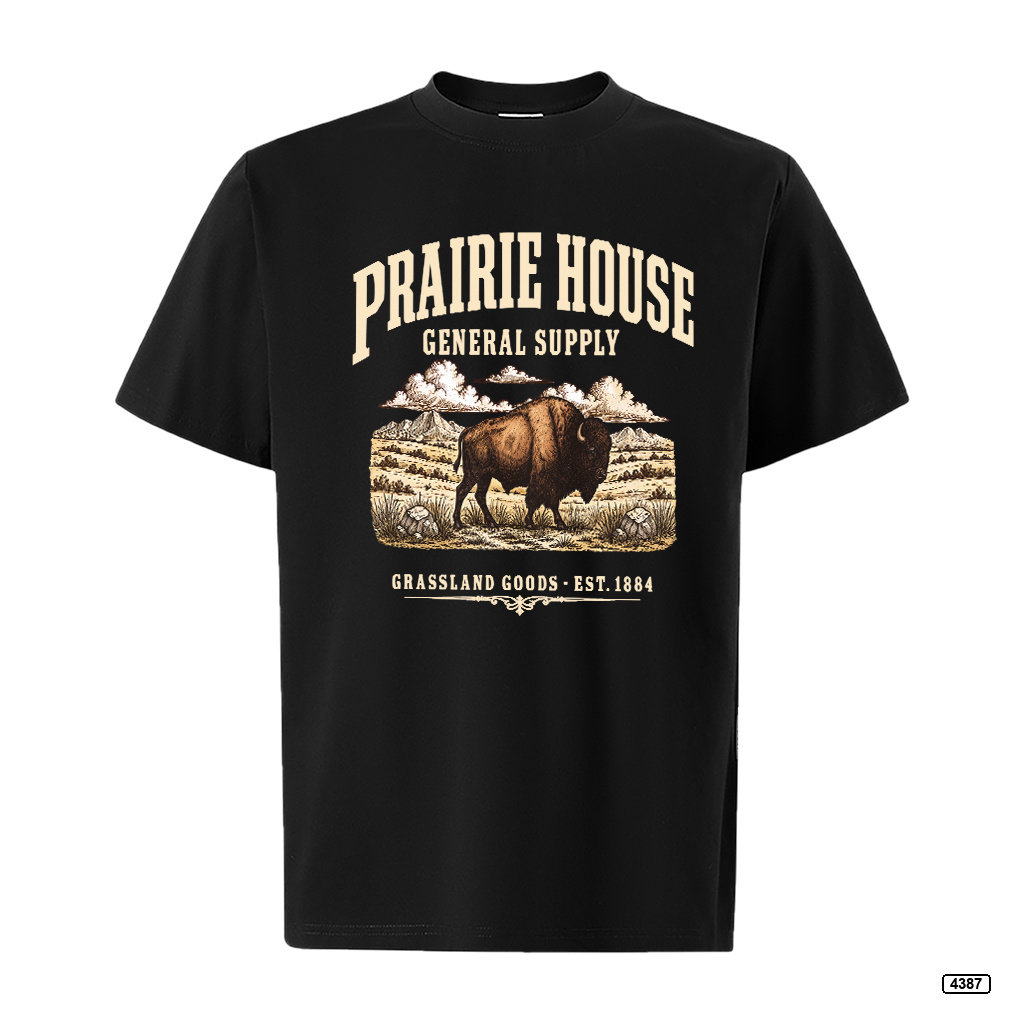 Áo thun nam Prairie House Buffalo form rộng vintage TeePrint 4387_thumbnail_11