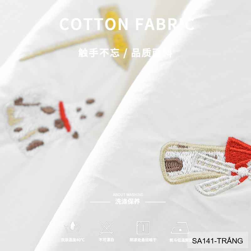 SA141 - Áo sơ mi nam phong cách Nhật Bản tay dài thêu họa tiết đáng yêu chất cotton trắng_thumbnail_2