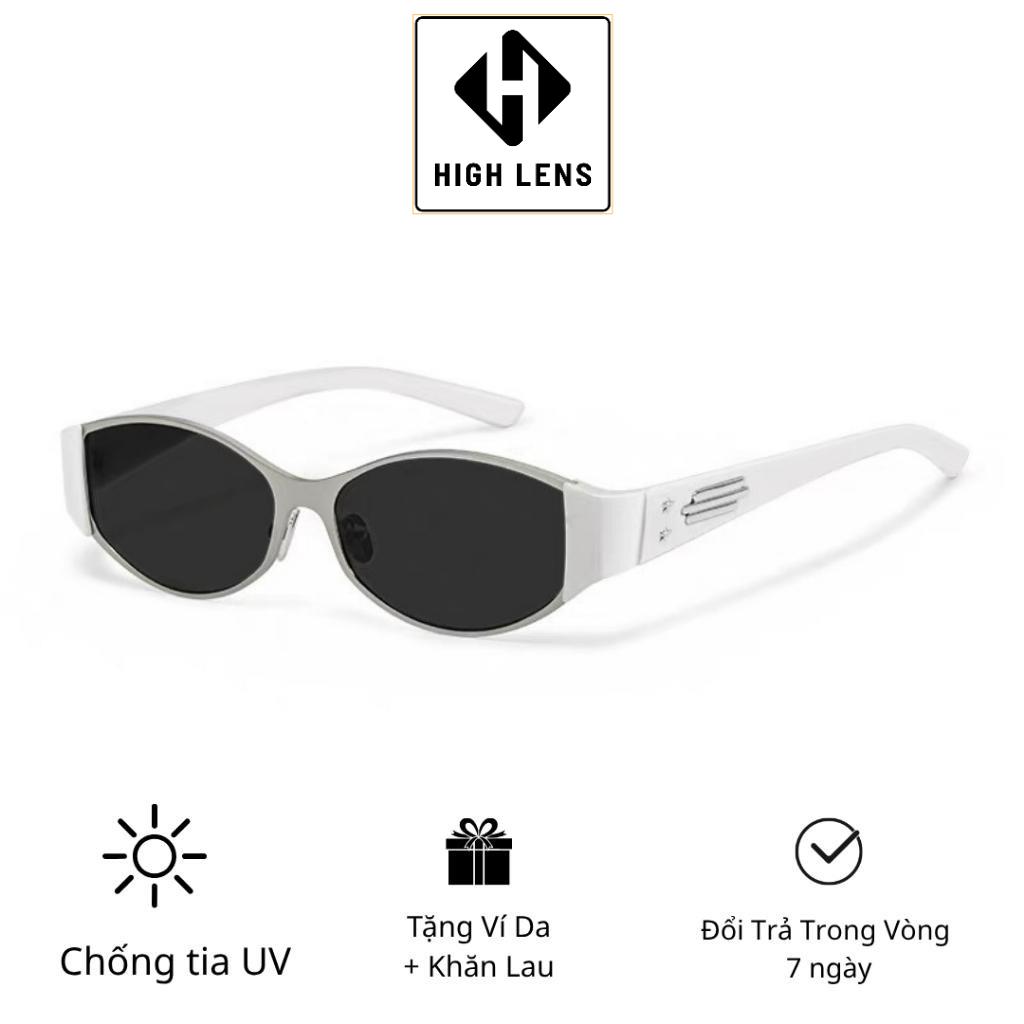 Kính Râm Form Oval Slim Unisex Gọng Kim Loại Kính Thời Trang UV400 Hot Trend