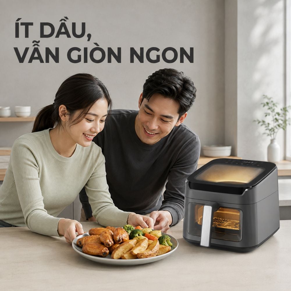 Nồi chiên không dầu Mishio MK473 7L - Quan sát món ngon qua cửa kính_thumbnail_2