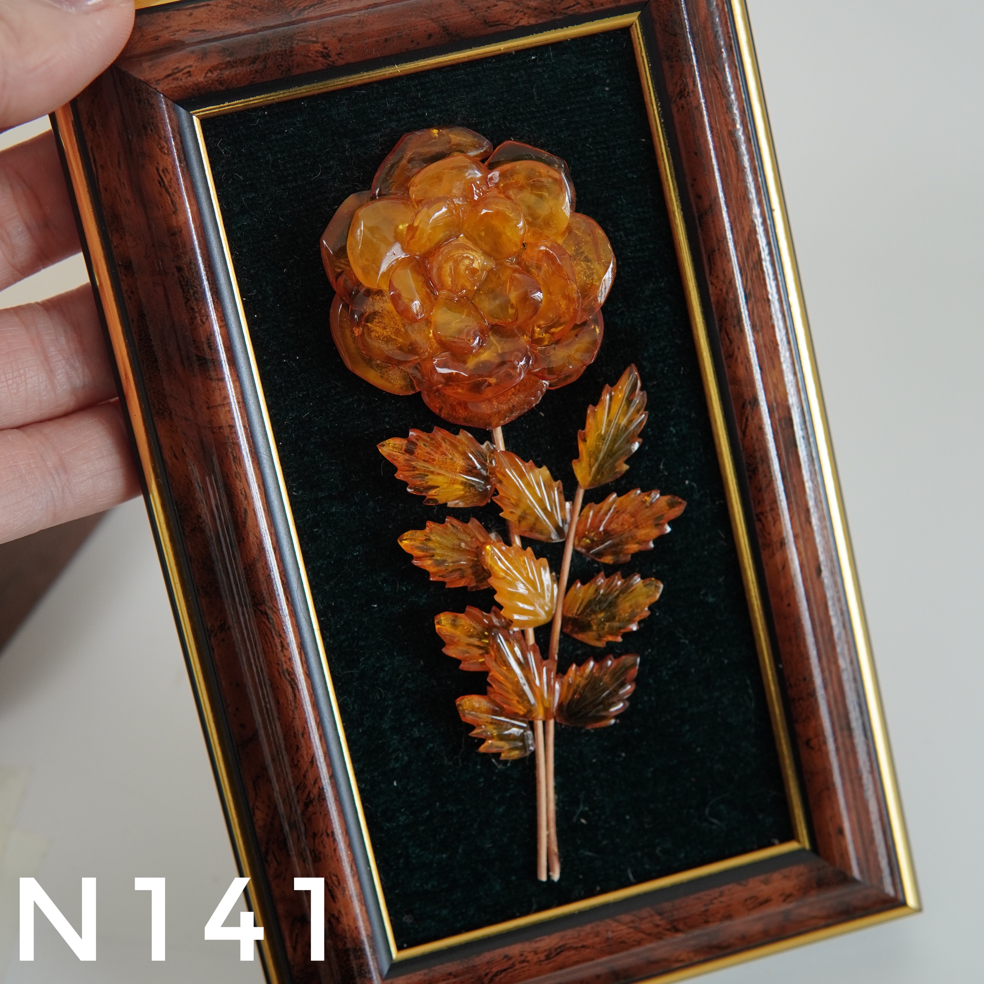 Tranh Hổ Phách Hoa Hồng – N141