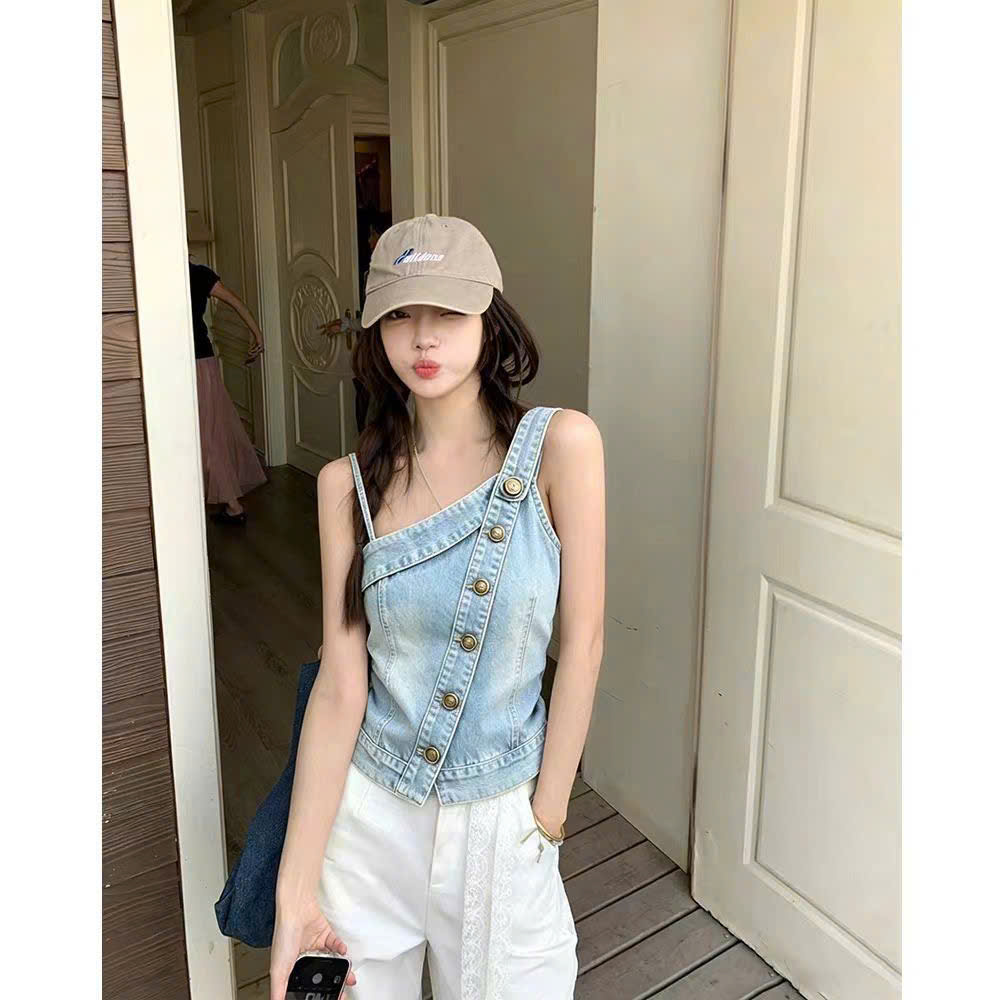 MS XM2502427: Áo Hai Dây Denim Lệch Vai_thumbnail_1