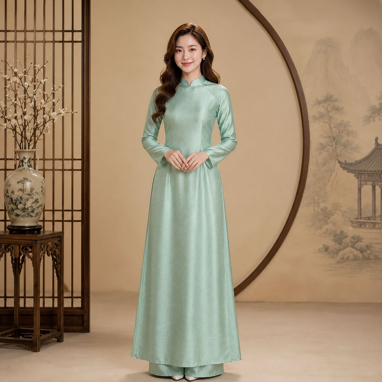 Áo Dài Truyền Thống Nữ Tằm Ánh Cao Cấp Nhiều Màu  TT26-01_thumbnail_12