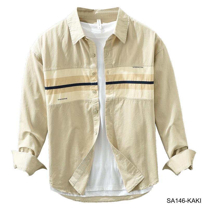 SA146 - Áo sơ mi nam dài tay phong cách Nhật Bản, chất cotton 100%, form rộng trẻ trung, phối sọc ngang thời thượng_thumbnail_10