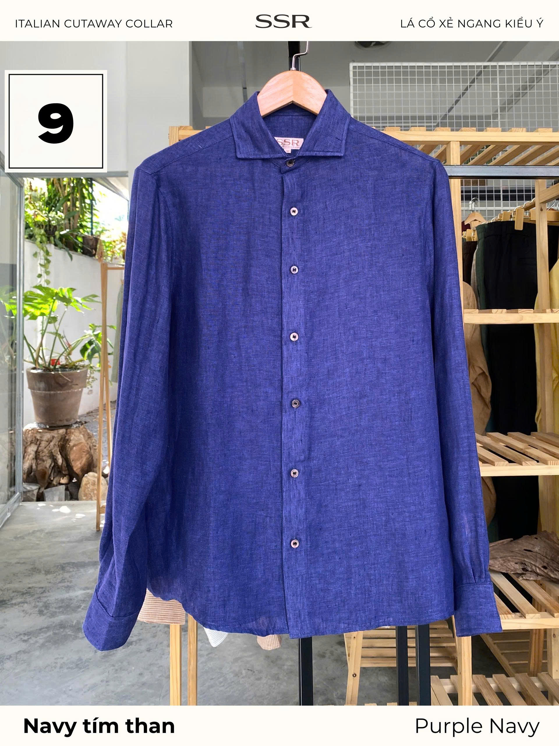 SSR - SƠ MI TAY DÀI - CỔ Ý CUTAWAY - Vạt Bầu - 100% LINEN_thumbnail_7