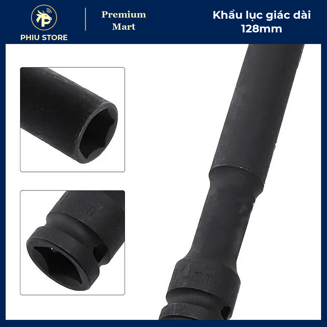 Khẩu Lục Giác Dài 128mm Đầu Vuông 1/2 Inch Thép Cr-V Đen - Cỡ 8 Đến 19mm, Dùng Máy Vặn Bulong - PHIU STORE_thumbnail_7