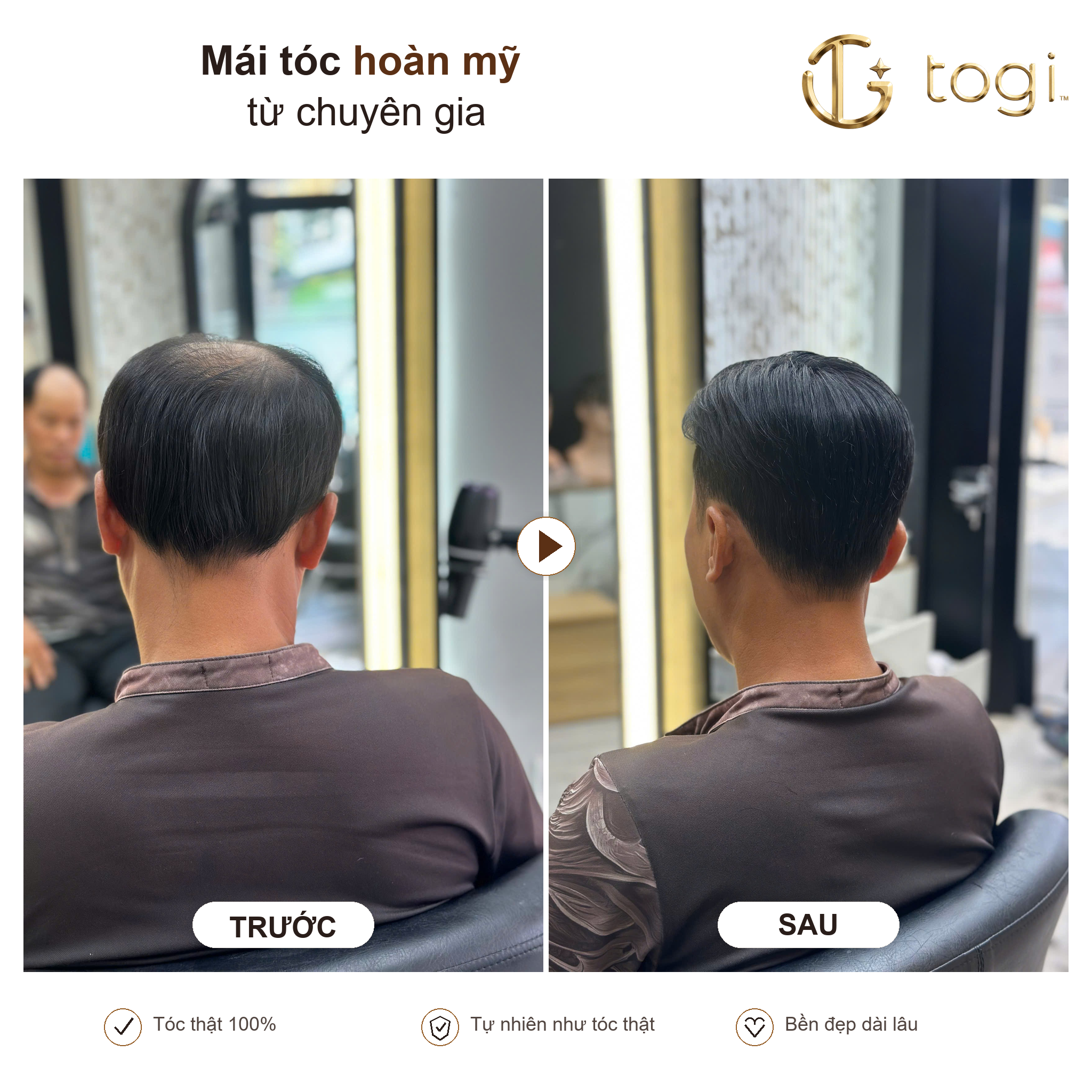 Togi65 sau gáy kiểm tra form tóc ôm đầu