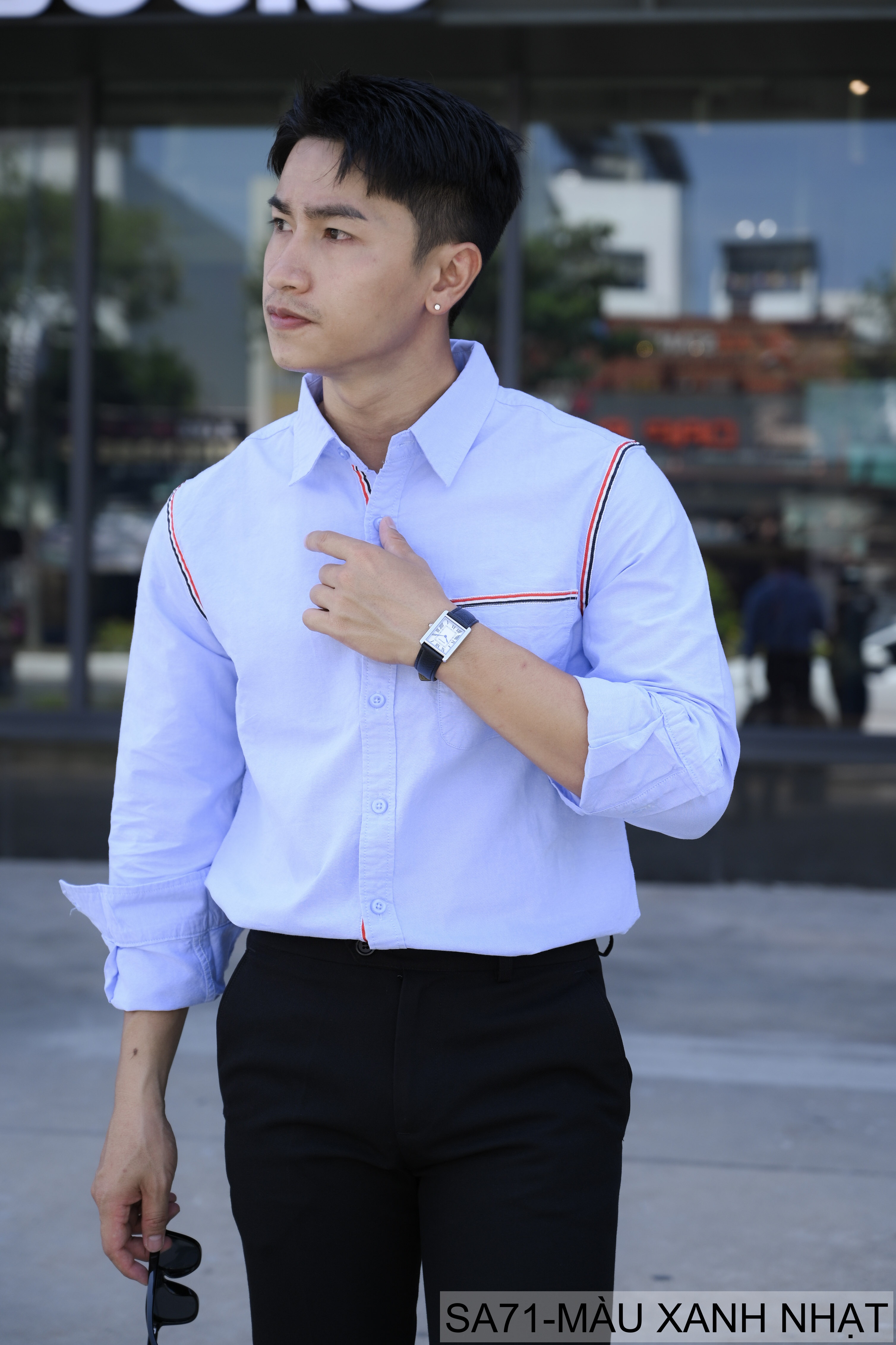 SA71 - Áo sơ mi nam dài tay phong cách Nhật, dáng rộng, cotton 100%, 3 màu Xanh Hoàng Gia, Xanh Nhạt, Trắng_thumbnail_6