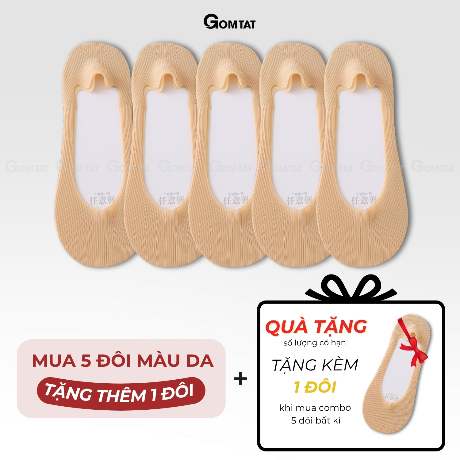 Combo tất đi giày lười nữ GOMTAT, có đệm silicon chống tuột gót, chất liệu cotton êm chân - KOL-1302_thumbnail_10