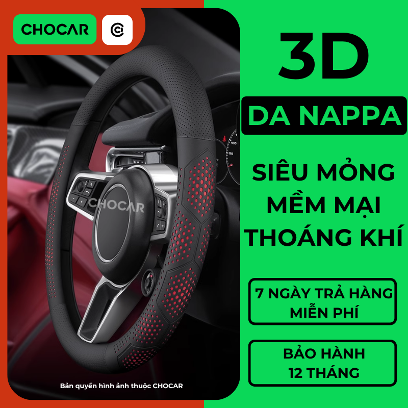 Bọc Vô Lăng Ô Tô 3D Da Nappa Cao Cấp