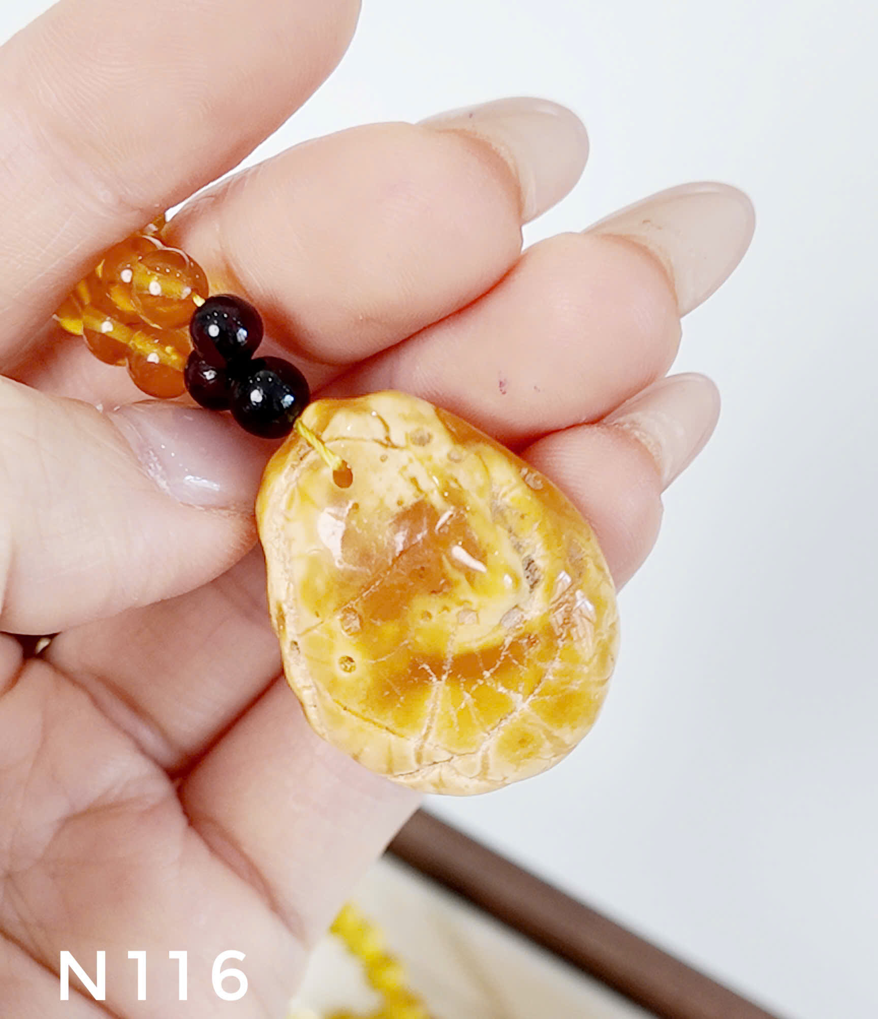 Dây Cổ Hổ Phách Mật Trong Mix Mặt Dây Mộc Bạch – N116_thumbnail_4