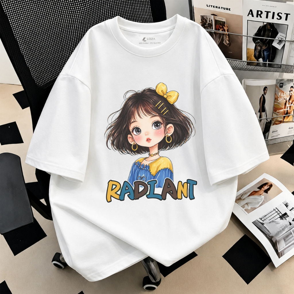 [Form Rộng] Áo phông nữ dáng rộng Mẹ & Bé hình cô gái - Loza AT-RT3675_thumbnail_0