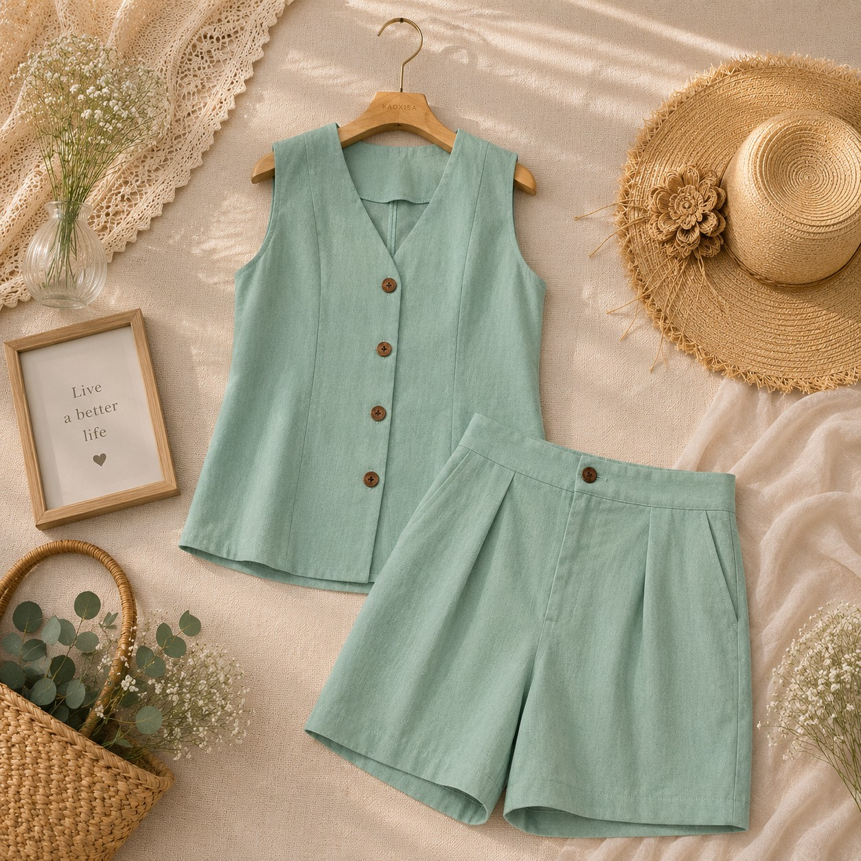 Bộ Linen bột đùi áo sát nách cổ tim_thumbnail_7