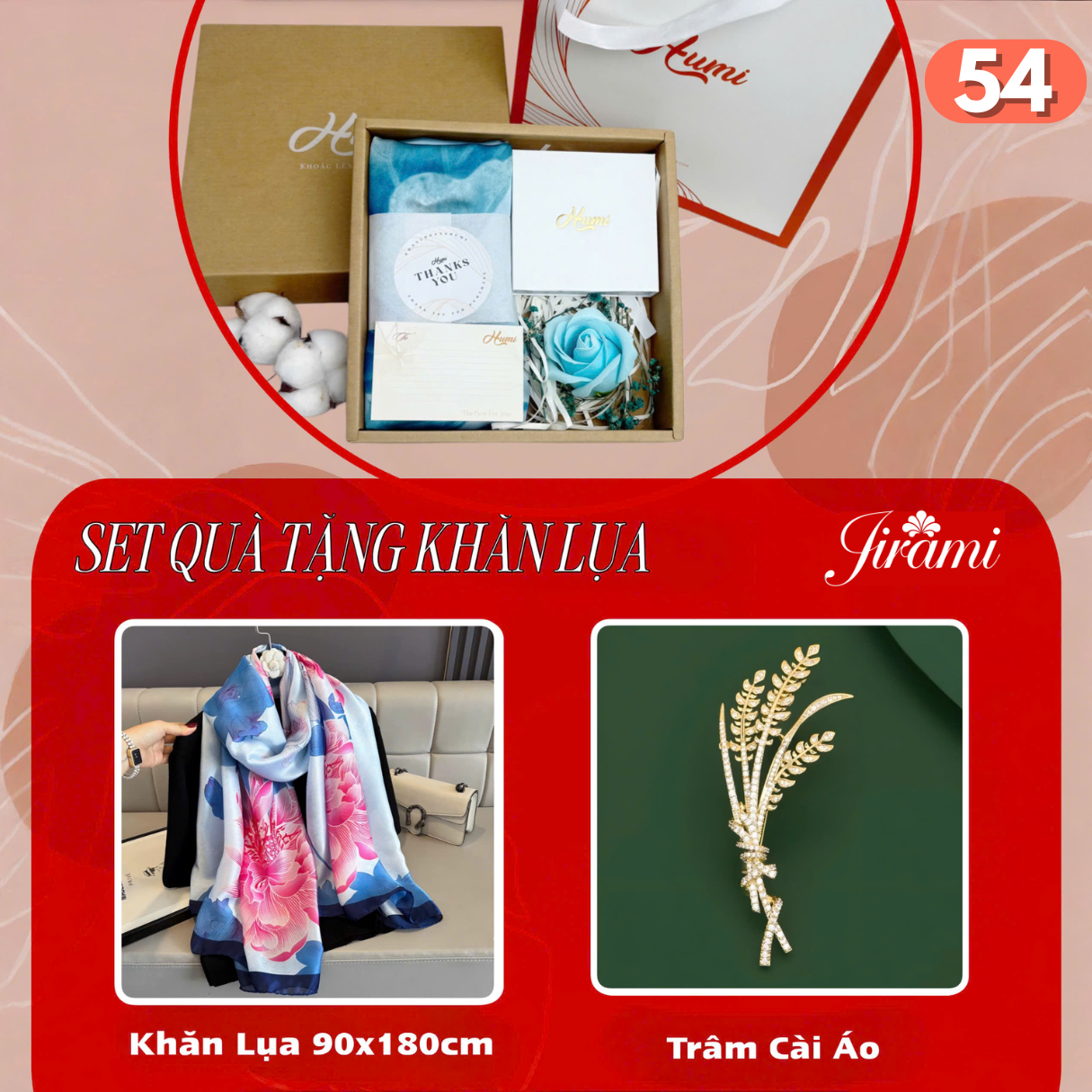 BỘ QUÀ TẶNG KHĂN LỤA + TRÂM CÀI (SQ-54)