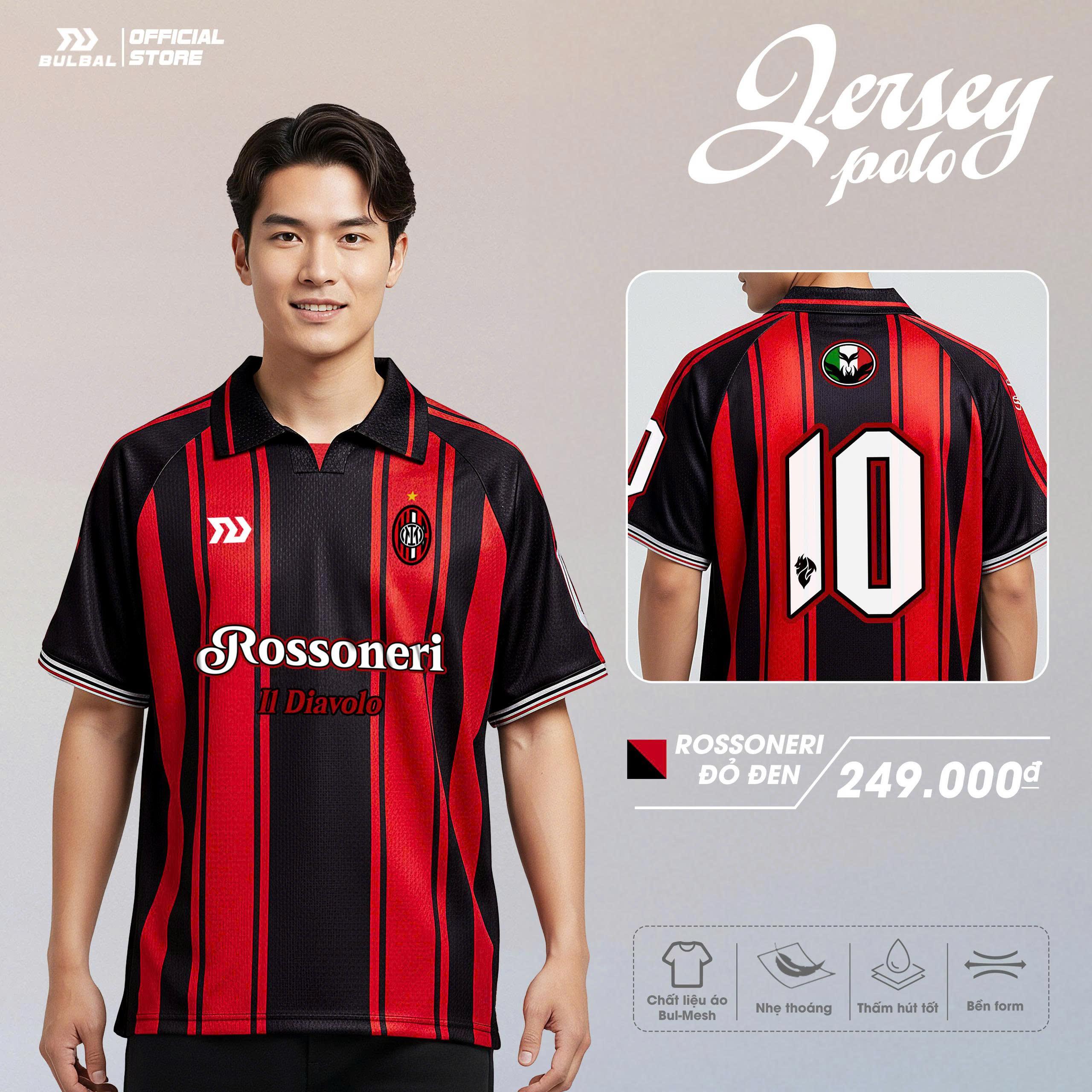 Áo Bóng Đá Bulbal Jersey Polo Vải Lưới Bul-Mesh Thoáng Mát Bền Form Thể Thao Đương Đại_thumbnail_4