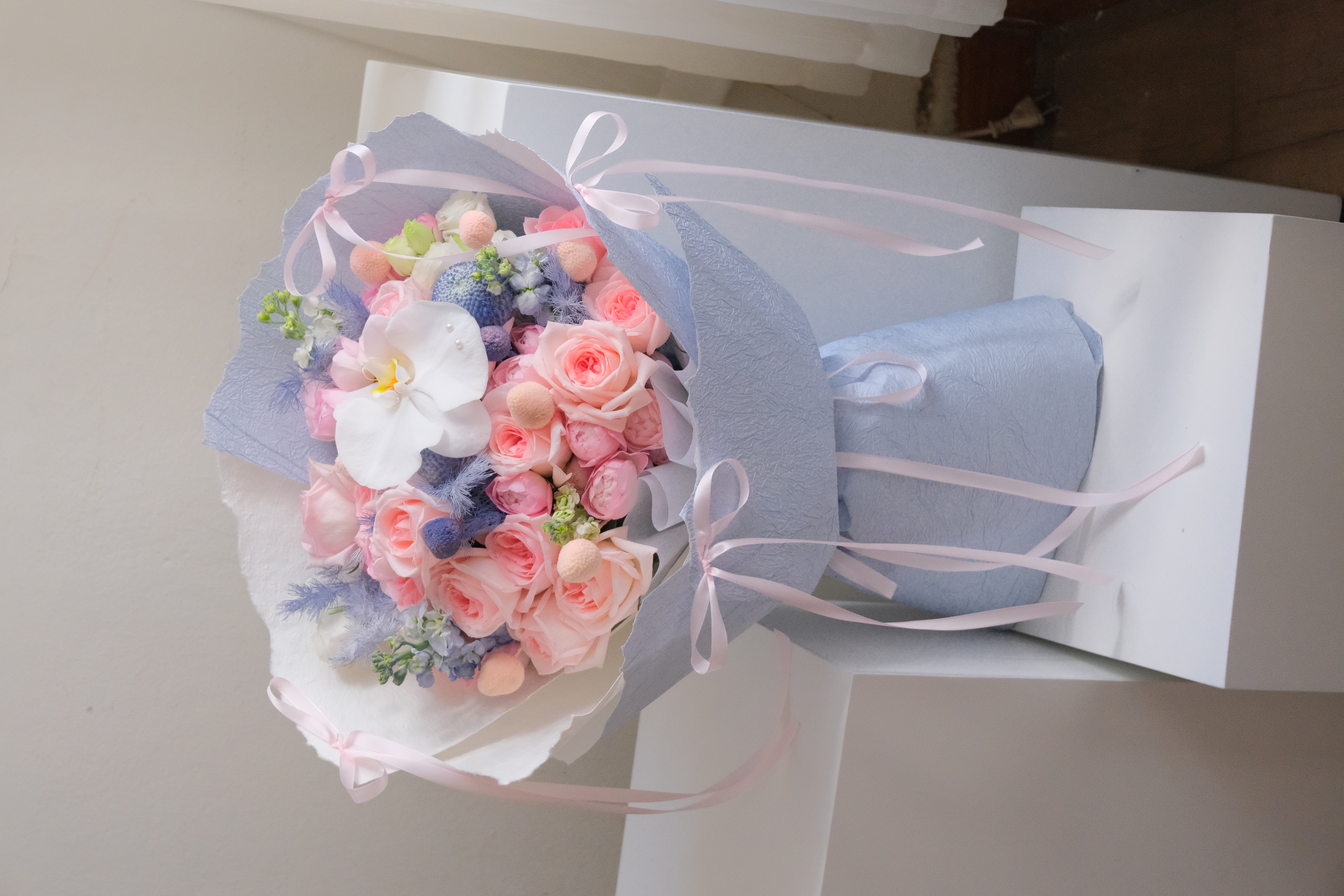 Blue Cotton Candy - Bó hoa mix tone hồng & xanh blue ngọt lịm - Size M+