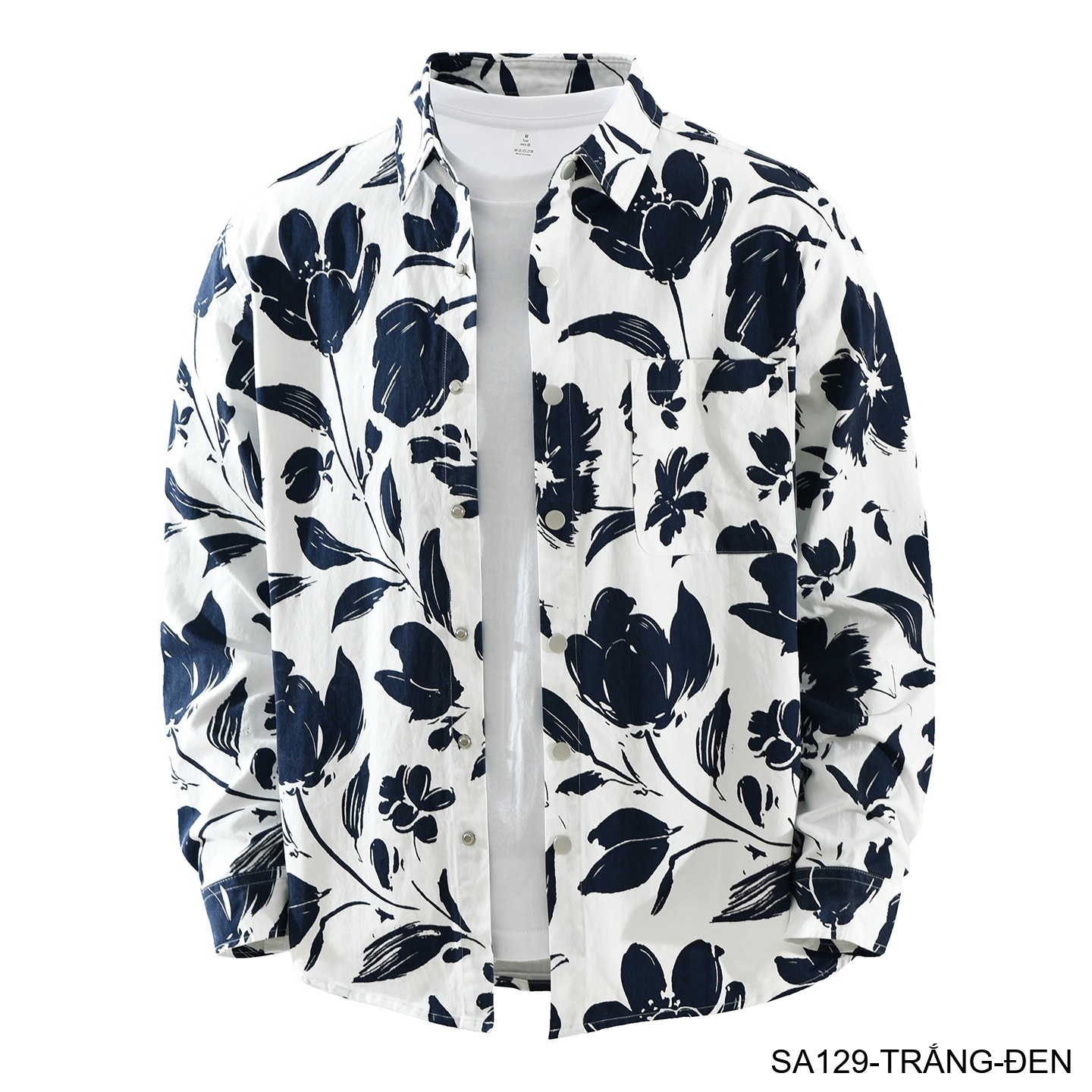 SA129 - Áo sơ mi nam dài tay họa tiết hoa cách điệu, form rộng thoải mái, phong cách streetwear trẻ trung