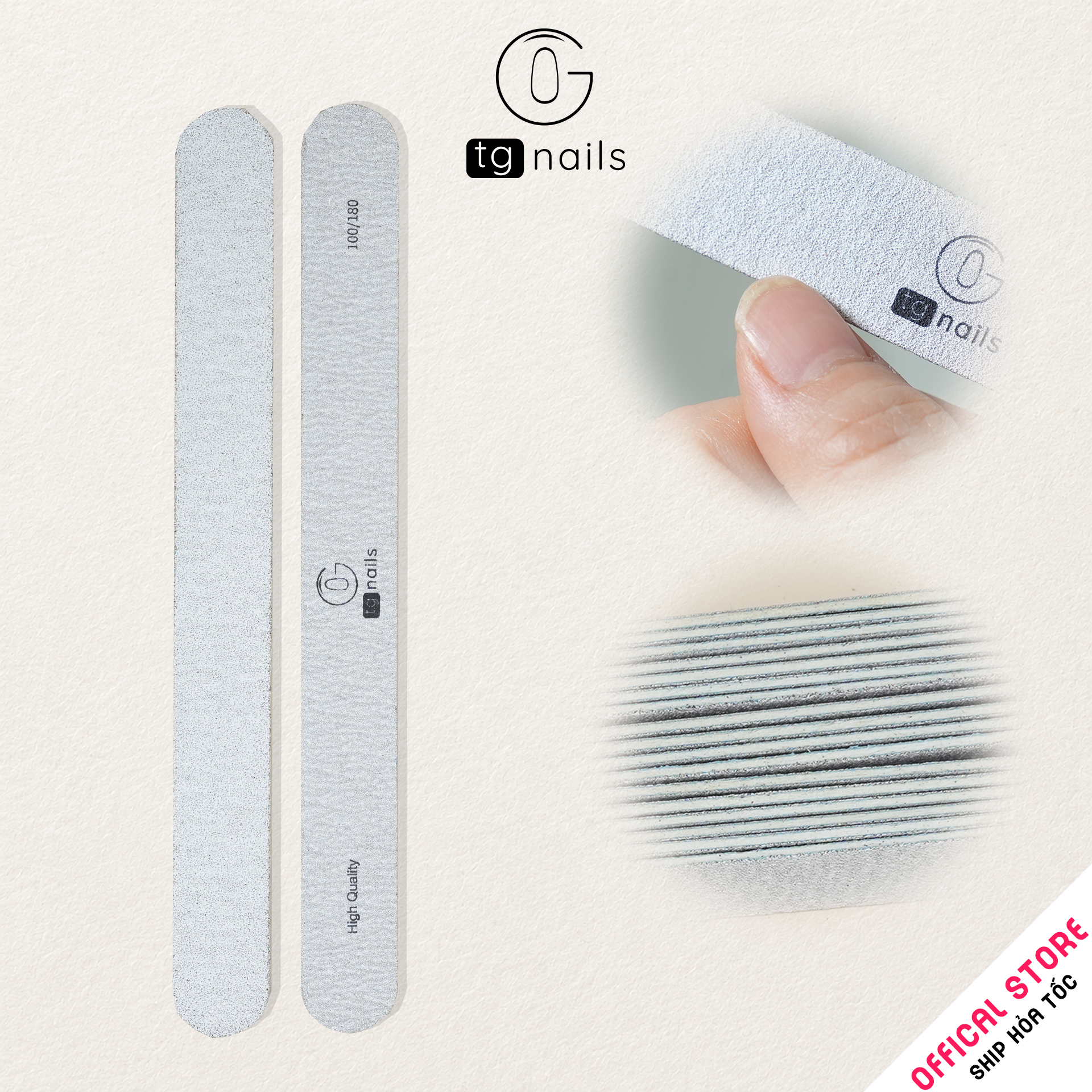  Com Bo 10 dũa móng mỏng độ nhám 100/180 TG Nails