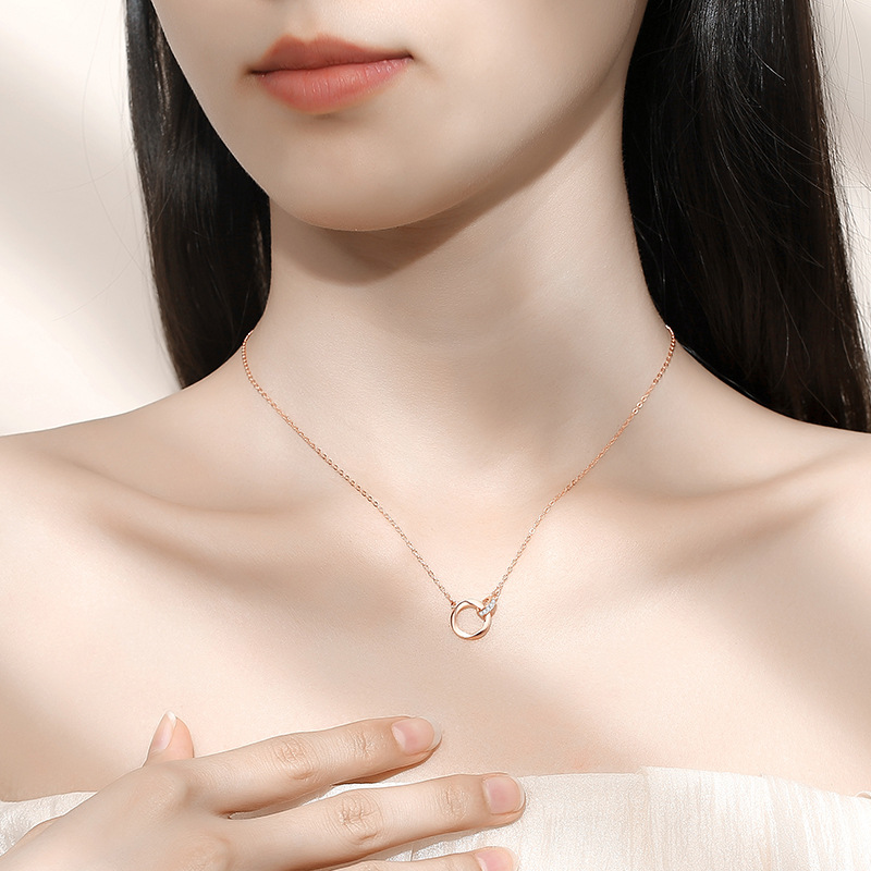 Dây Chuyền Bạc S925 Vòng Tròn Đôi Thiết Kế Tinh Tế HTT015_thumbnail_2