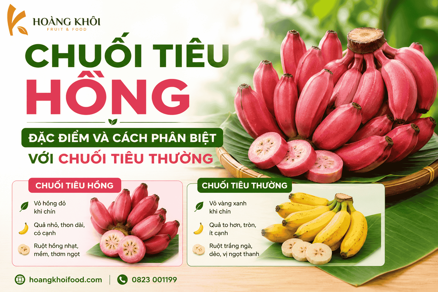 Chuối tiêu hồng – Đặc điểm và cách phân biệt với chuối tiêu thường
