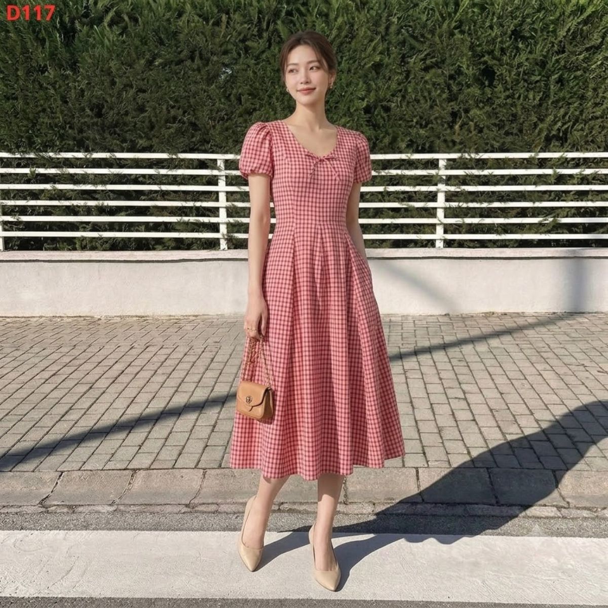 D117 - Đầm midi caro đỏ_thumbnail_9