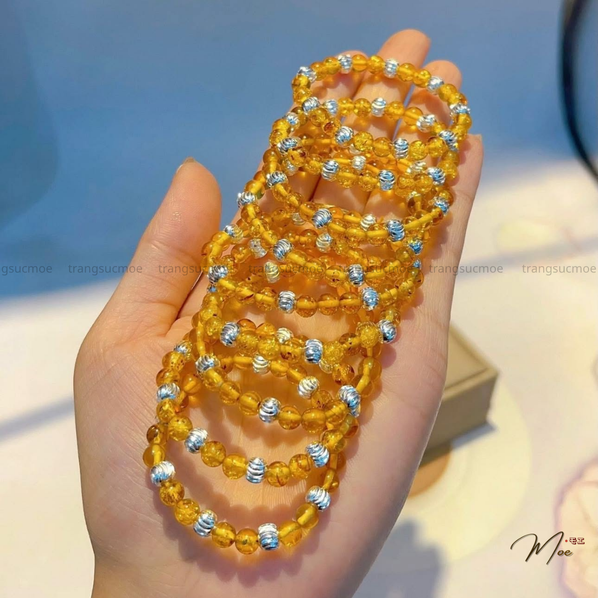 B74 - Vòng hổ phách mix charm bạc cho bé (nhiều mã)_thumbnail_5