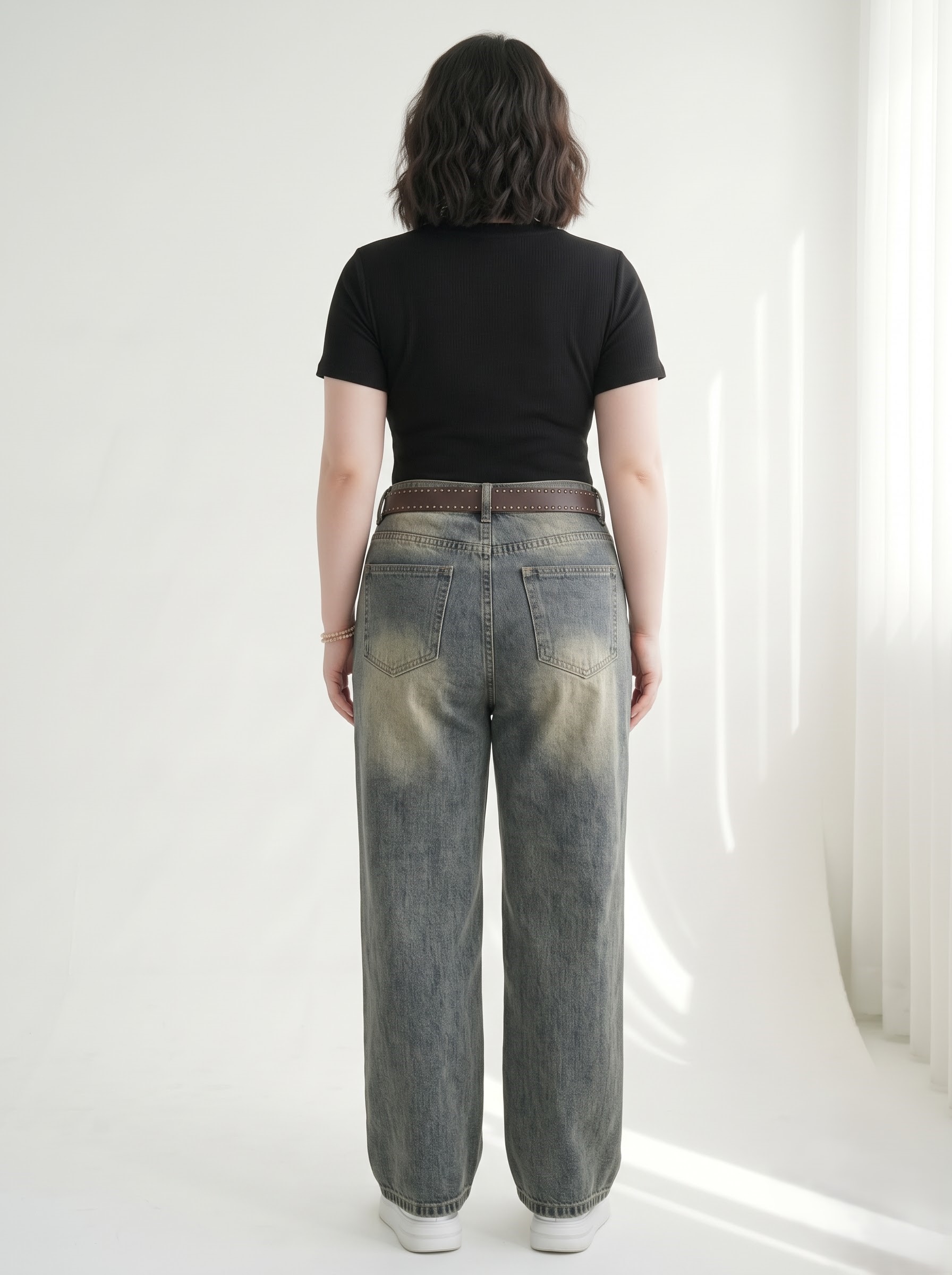Quần Jean Suông Viền Đinh Bigsize Nữ Cá Tính, Không Co Giãn - Đậm, Nhạt - Vừa 55–90kg - T-QJ646_thumbnail_1