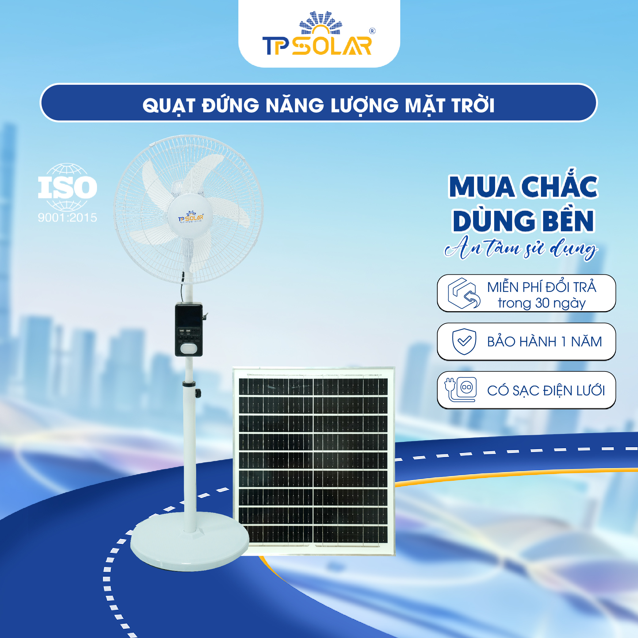 Quạt đứng năng lượng mặt trời TP SOLAR QD11