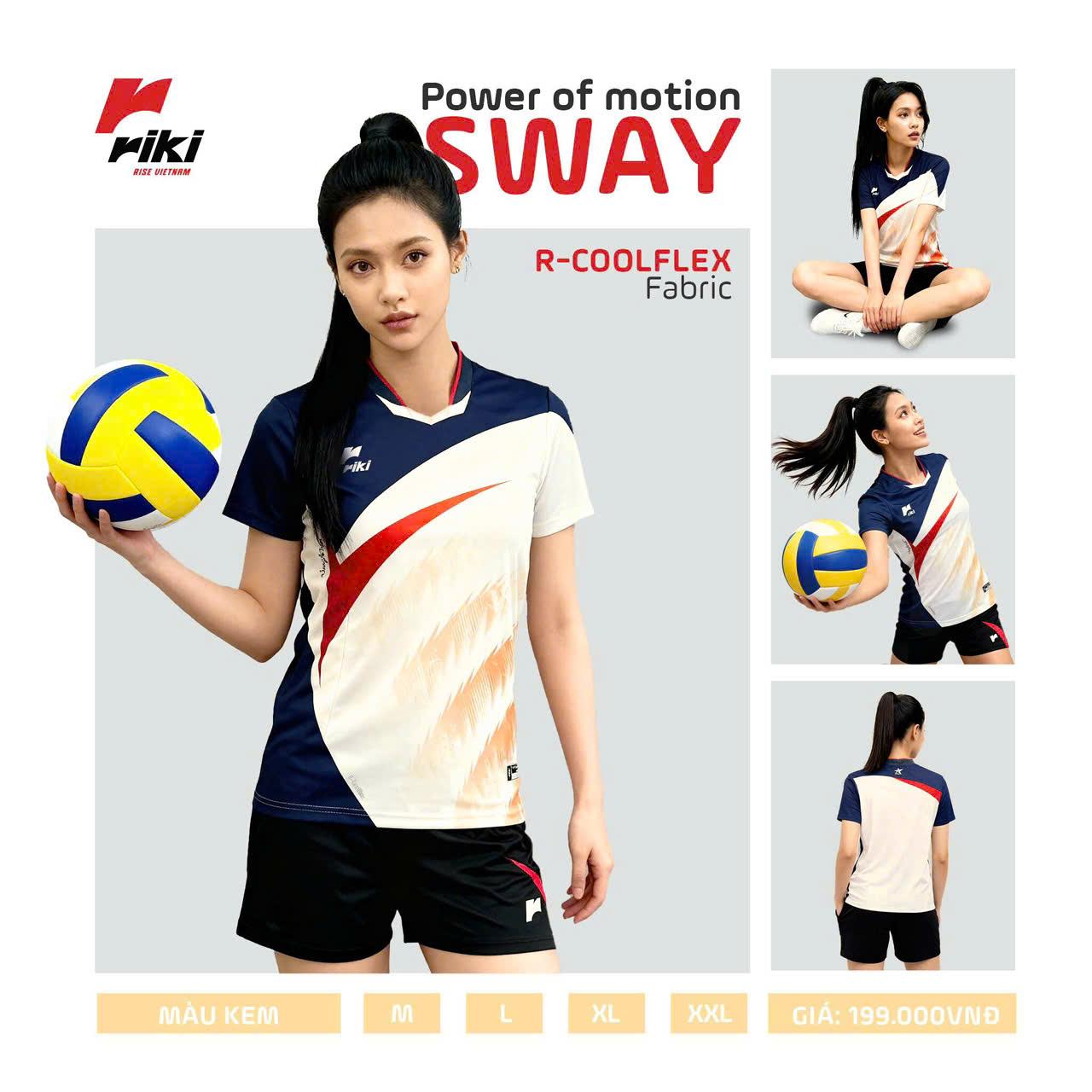 BST Quần Áo Bóng Chuyền Nam Nữ Có Túi Riki SWAY Thun Mè R-Coolflex Thể Thao Đương Đại_thumbnail_5