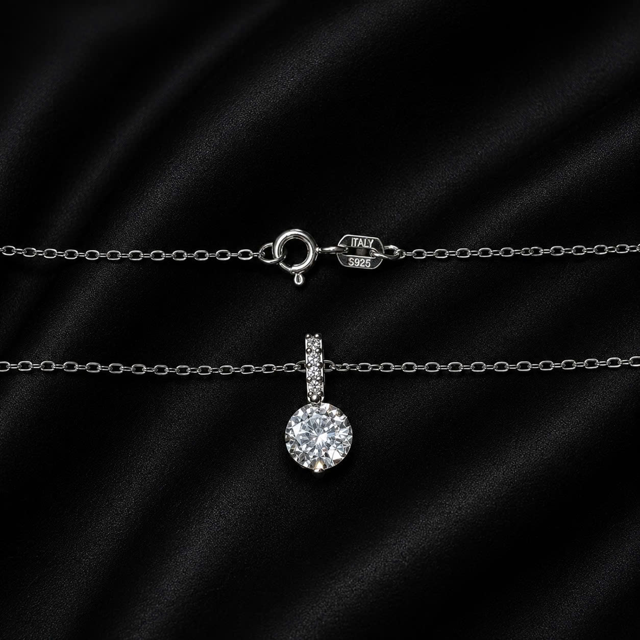 Vòng cổ bạc xi kim dây xích charm đá_thumbnail_1