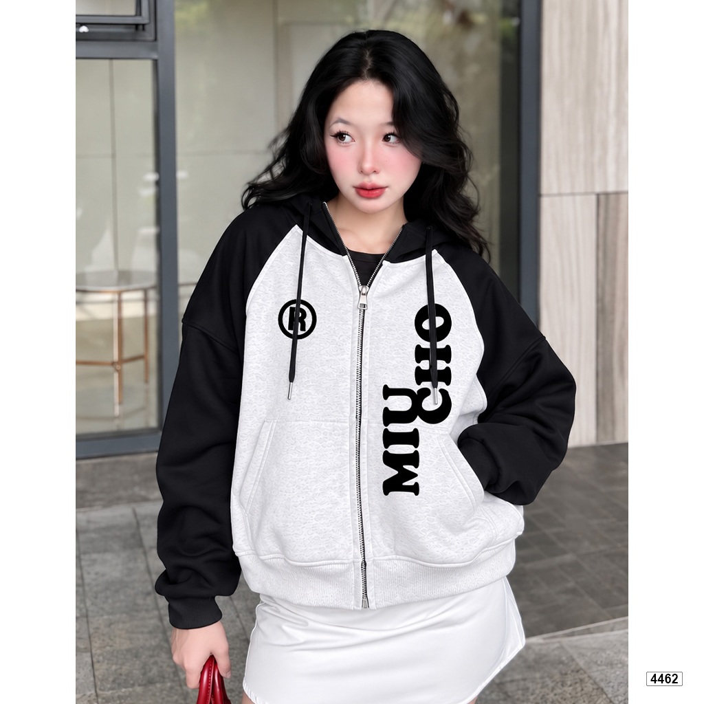 Áo khoác zip form rộng Miucho chất nỉ 2 da mềm mịn 4462_thumbnail_5