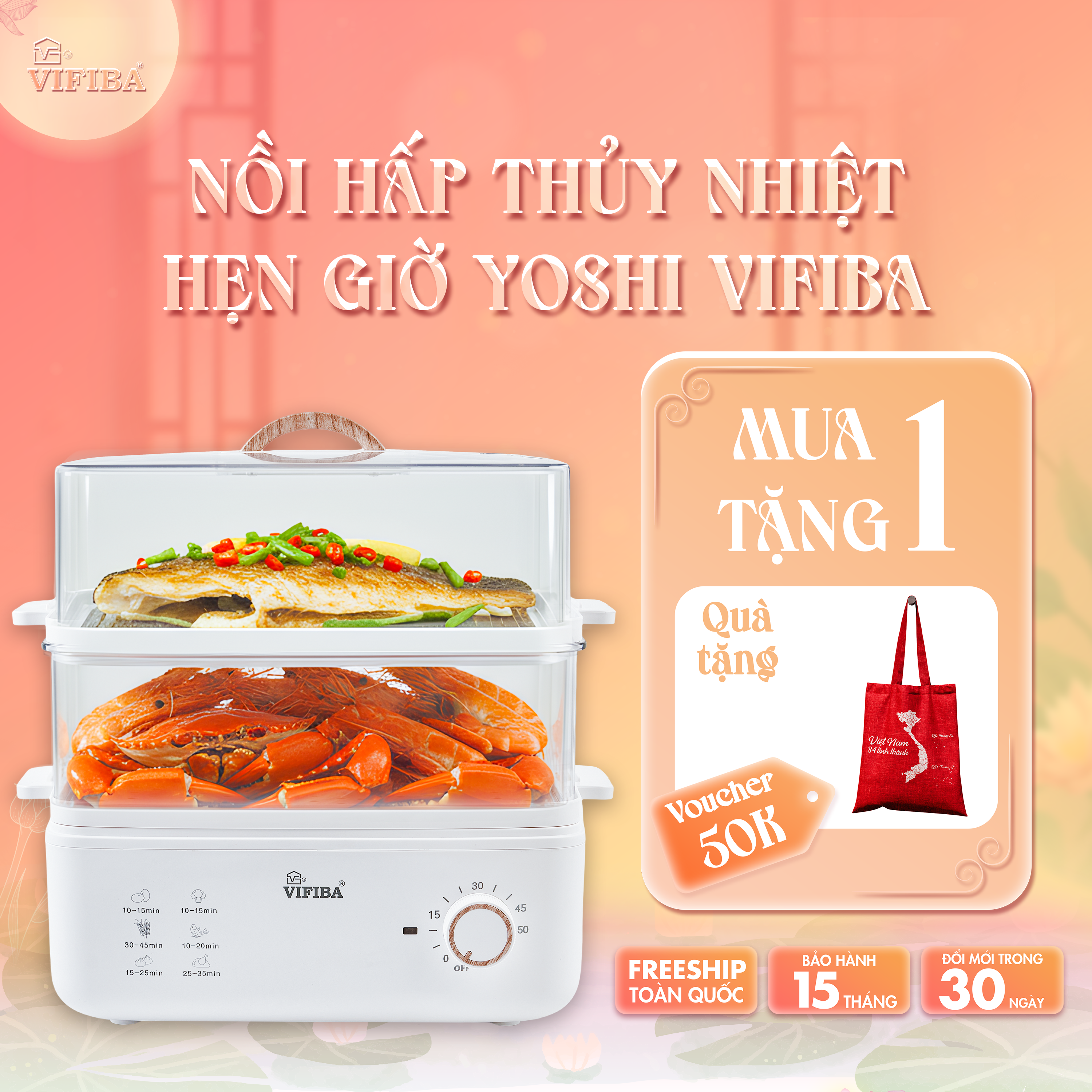Nồi Hấp Điện Thủy Nhiệt Yoshi Vifiba