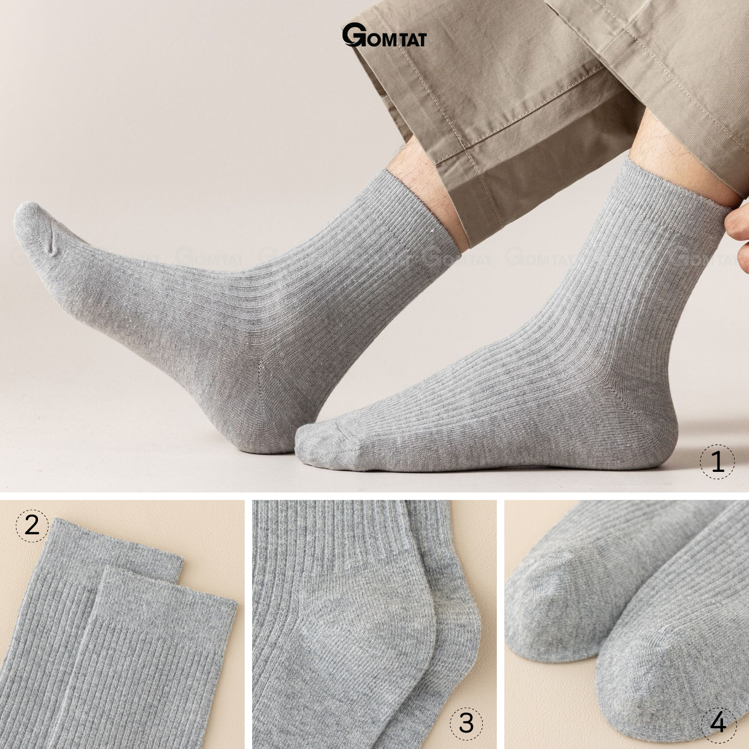 Combo tất vớ cổ cao nam nữ GOMTAT trơn gân tâm, chất liệu cotton cao cấp, khử mùi - MIA-2001_thumbnail_5