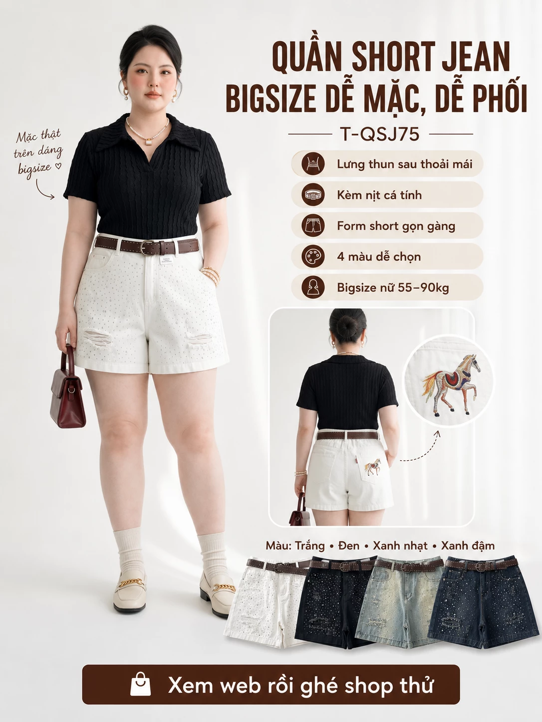 Ảnh tư vấn chọn form quần short jean lửng bigsize T-QSJ75